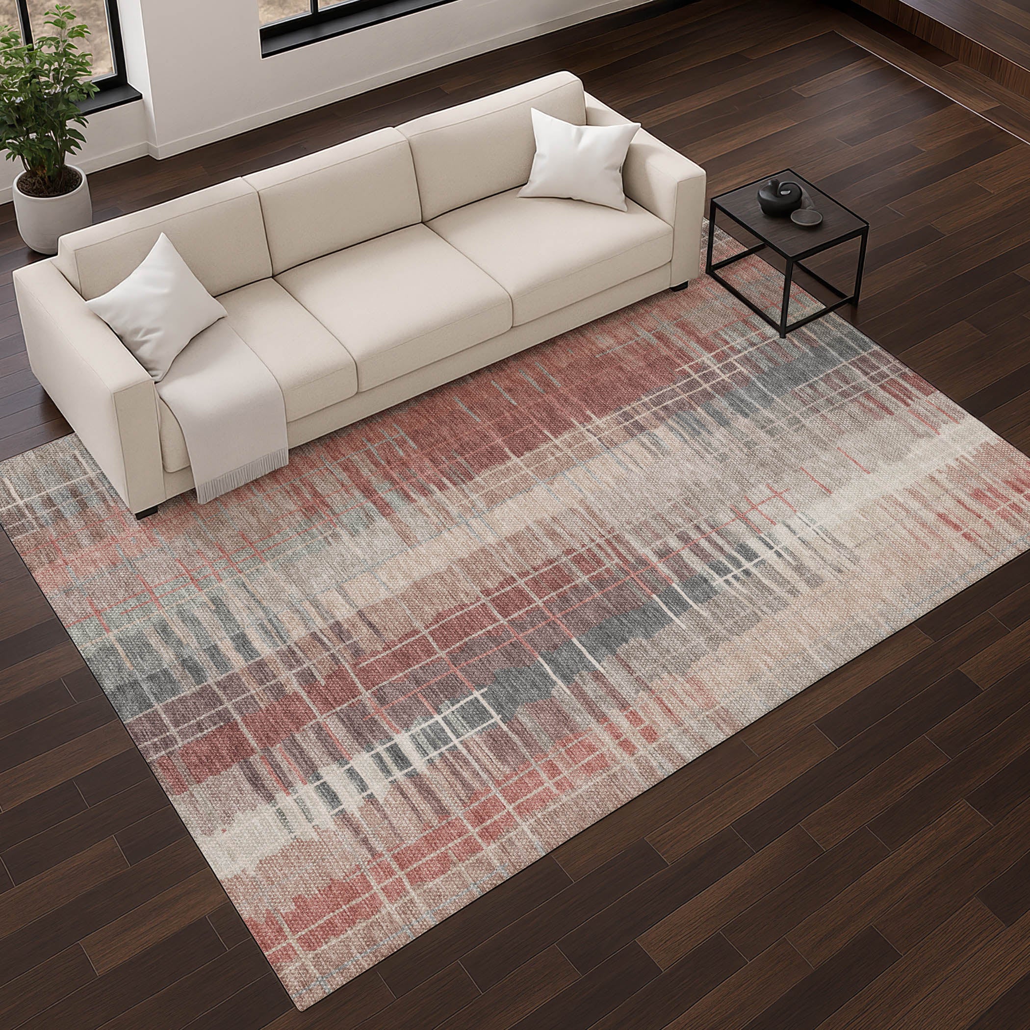 Seoul Machine Washable Transitional Paprika Orange Rug 2'6" x 3'10" #shape_Rectangle