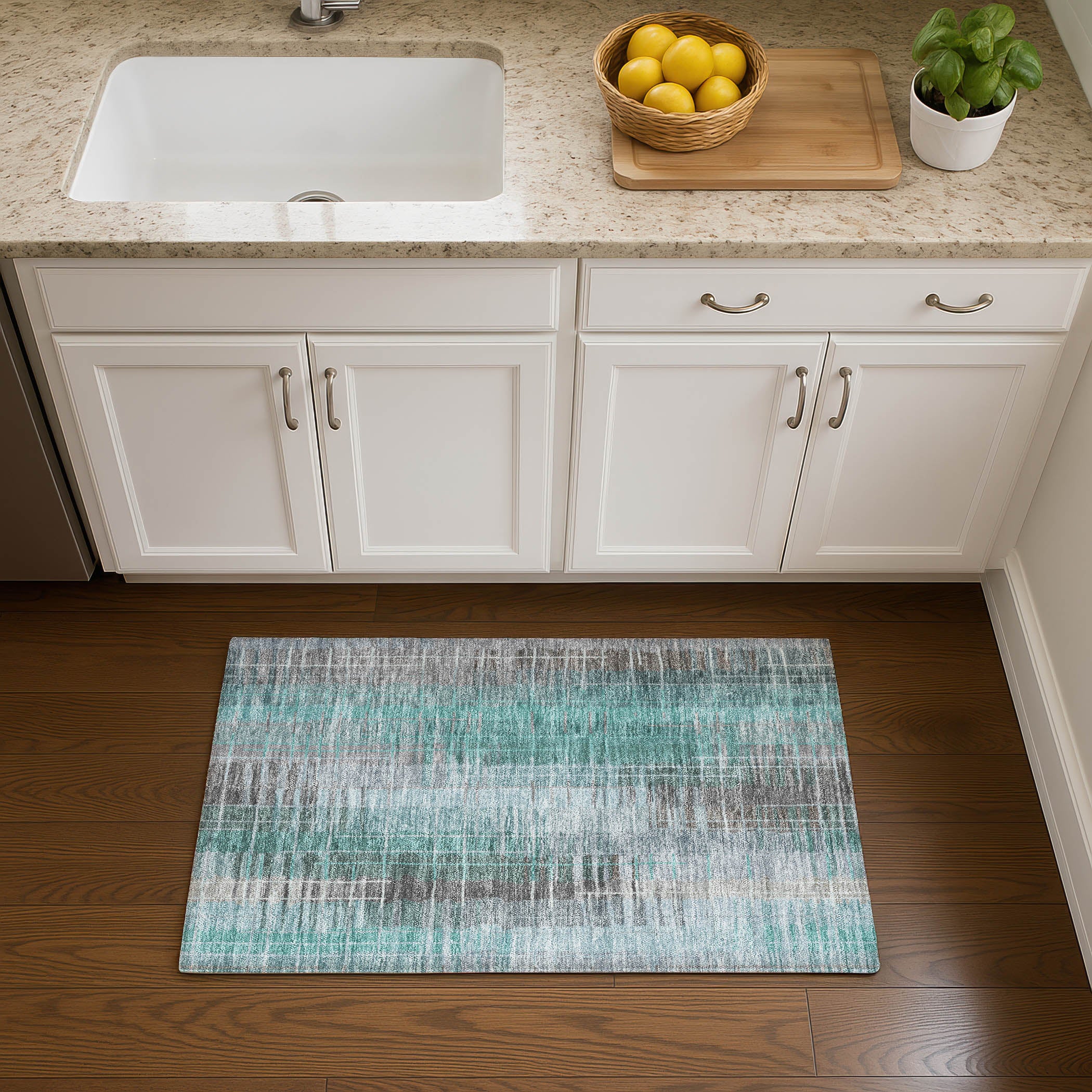 Seoul Machine Washable Transitional Seafoam Blue Rug 1'8" x 2'6" #shape_Rectangle