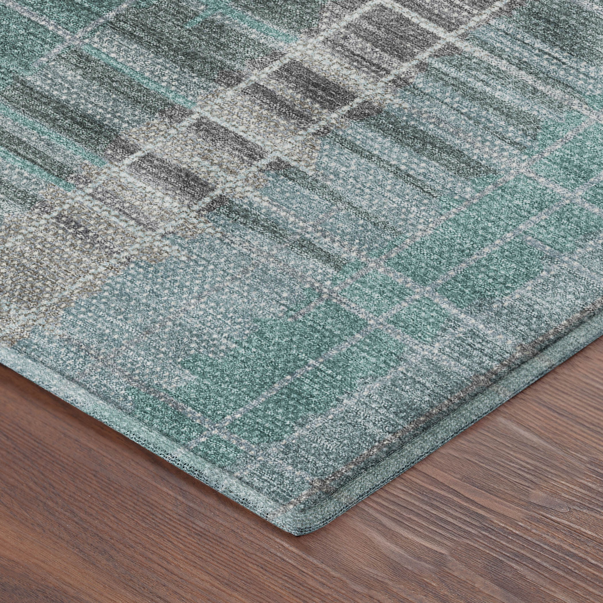 Seoul Machine Washable Transitional Seafoam Blue Rug 1'8" x 2'6" #shape_Rectangle