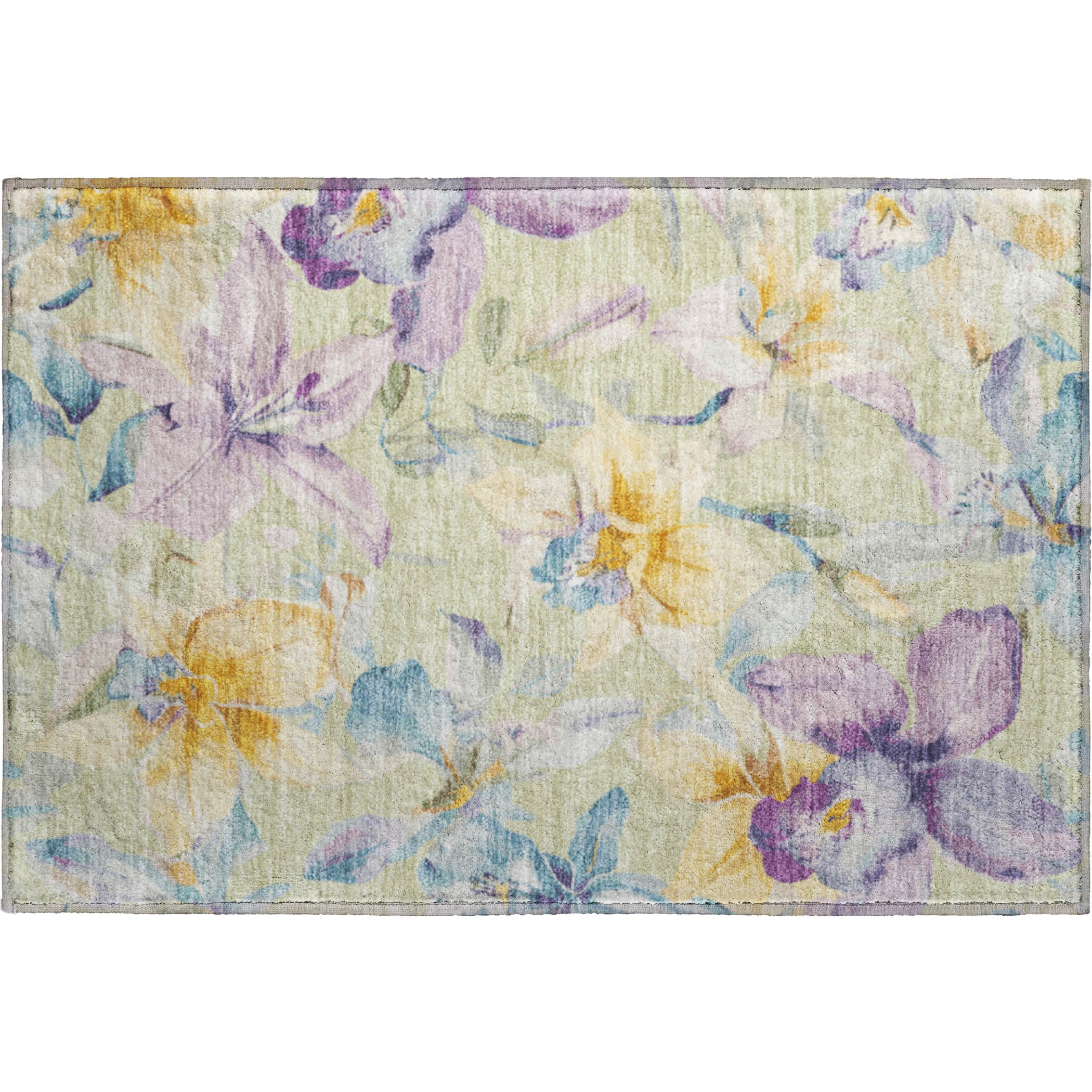 Lima Machine Washable Transitional Aloe Green Rug 1'8" x 2'6" #shape_Rectangle