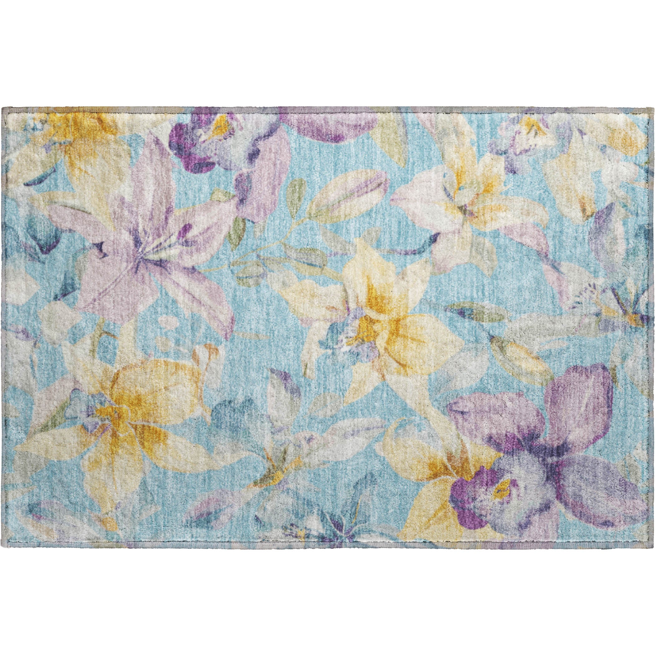 Lima Machine Washable Transitional Aqua Teal Rug 1'8" x 2'6" #shape_Rectangle