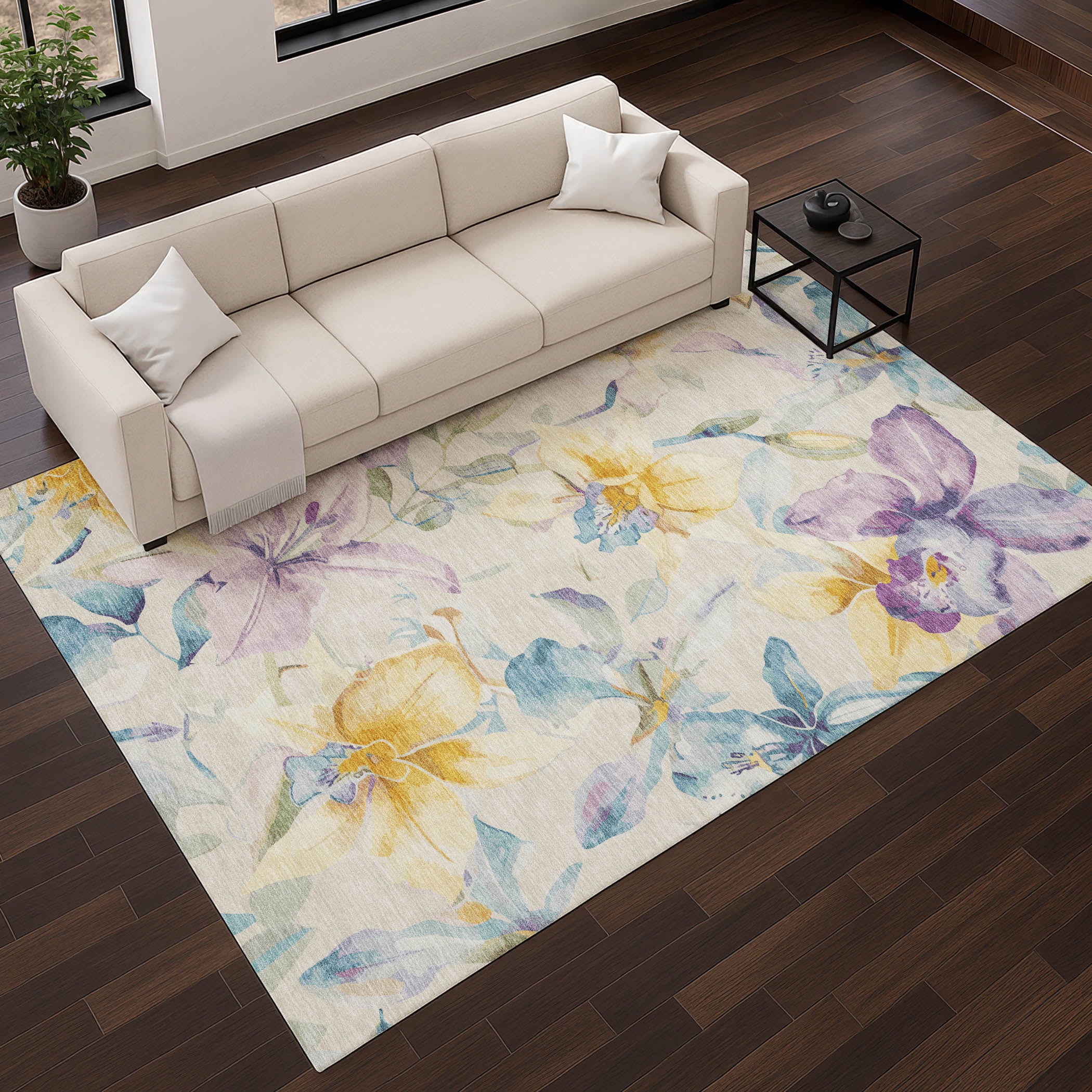 Lima Machine Washable Transitional Beige Brown Rug 2'6" x 3'10" #shape_Rectangle