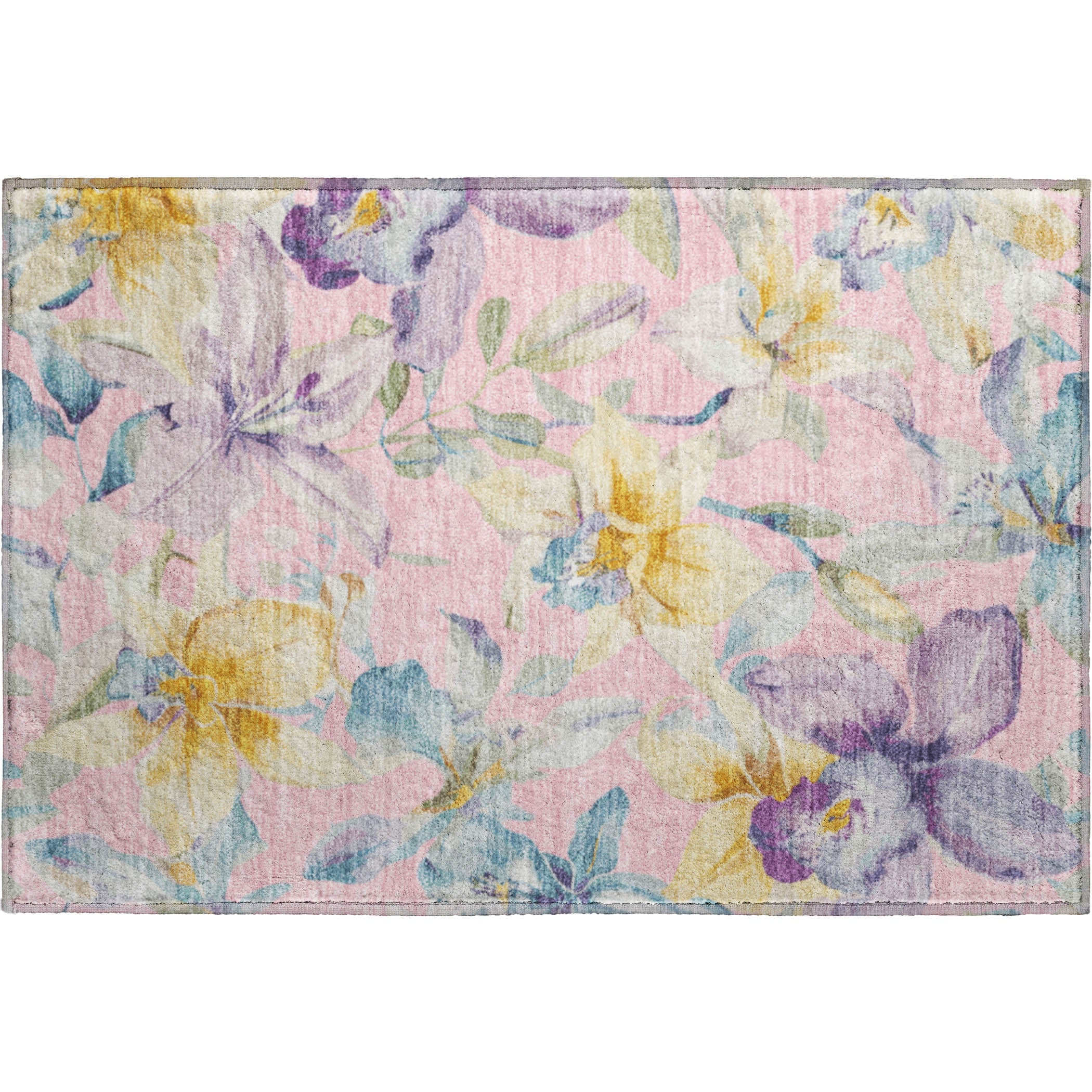 Lima Machine Washable Transitional Pink Rug 1'8" x 2'6" #shape_Rectangle