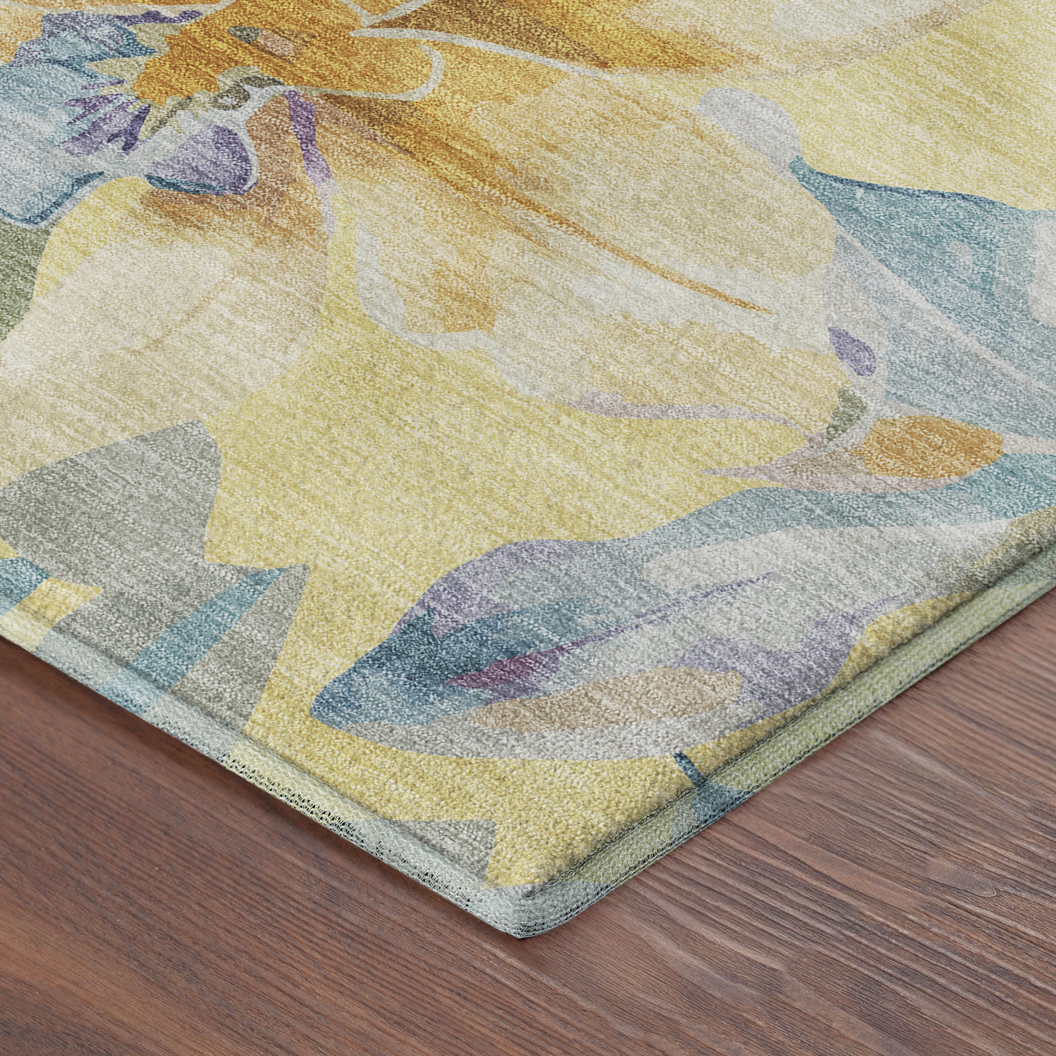 Lima Machine Washable Transitional Yellow Gold Rug 1'8" x 2'6" #shape_Rectangle