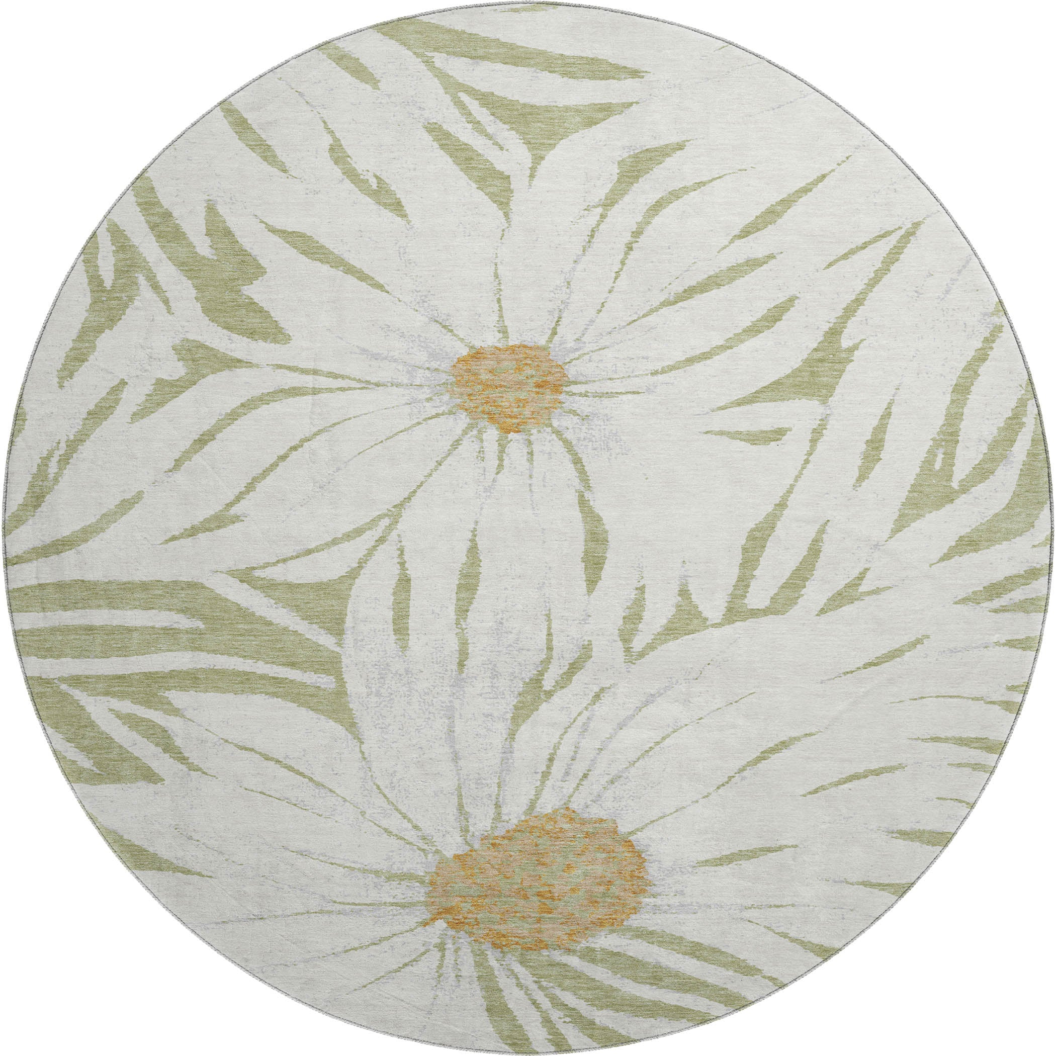 Salzburg Machine Washable Transitional Aloe Green Rug 8' x 8' #shape_Round