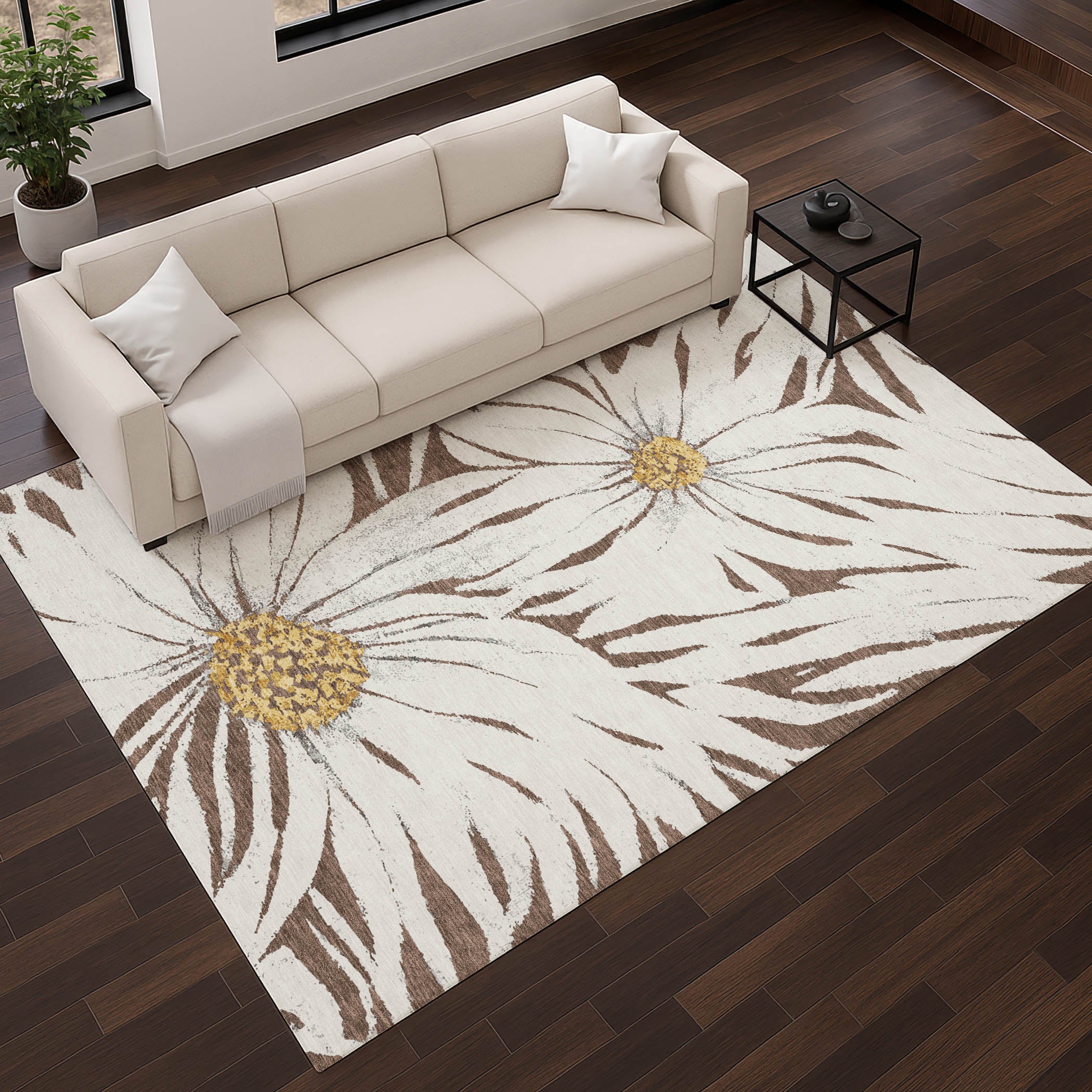 Salzburg Machine Washable Transitional Brown Rug 2'6" x 3'10" #shape_Rectangle