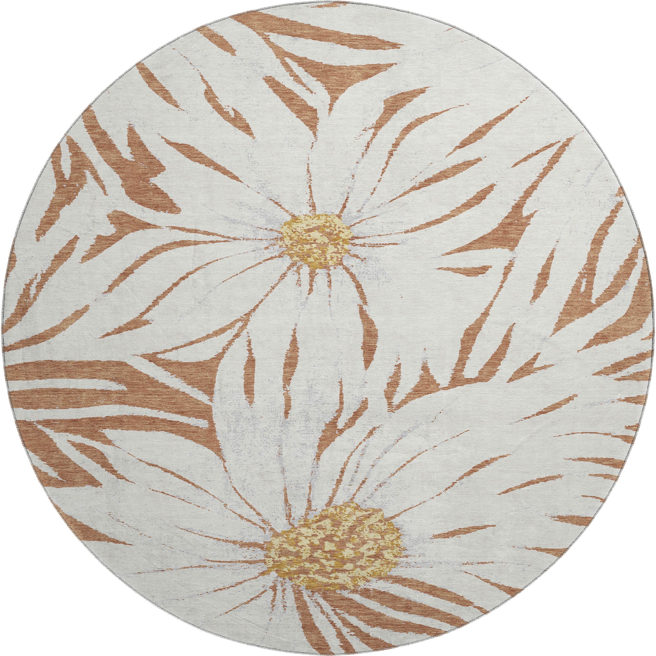Salzburg Machine Washable Transitional Copper Orange Rug 8' x 8' #shape_Round