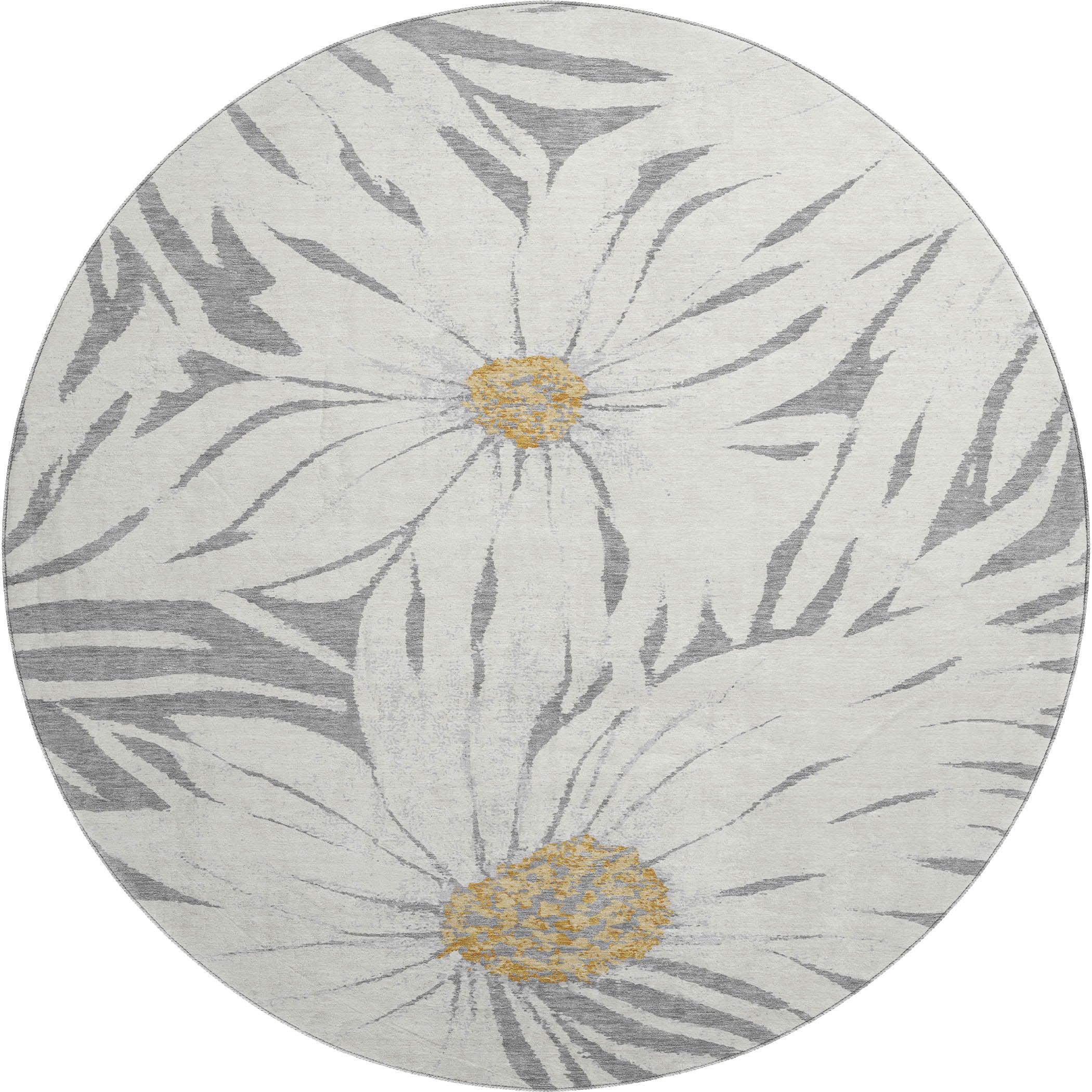 Salzburg Machine Washable Transitional Gray Rug 8' x 8' #shape_Round