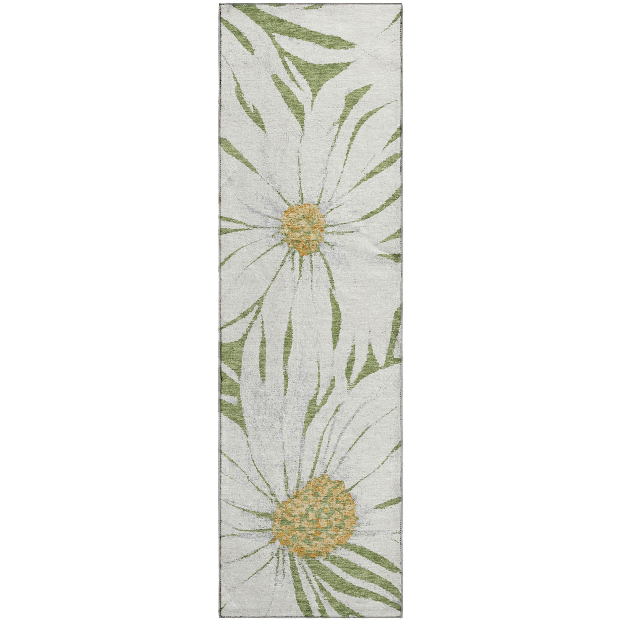 Salzburg Machine Washable Transitional Green Rug 2'3" x 7'6" #shape_Runner