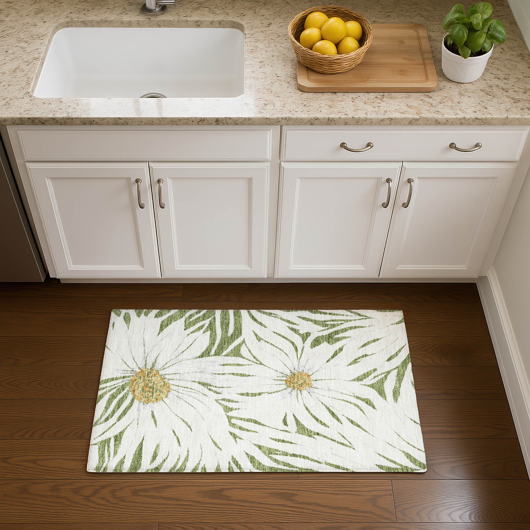 Salzburg Machine Washable Transitional Green Rug 1'8" x 2'6" #shape_Rectangle
