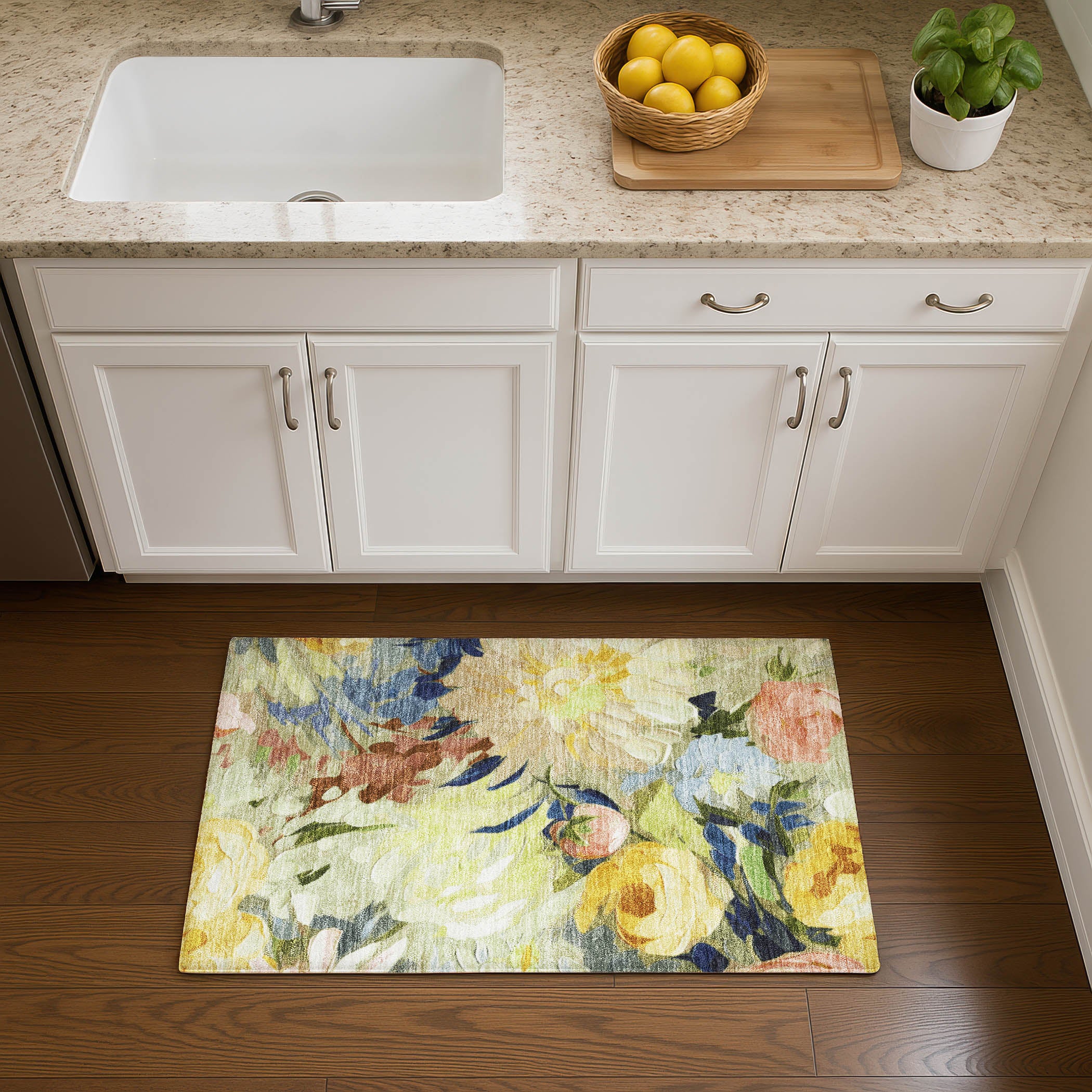 Kotor Machine Washable Transitional Aloe Green Rug 1'8" x 2'6" #shape_Rectangle
