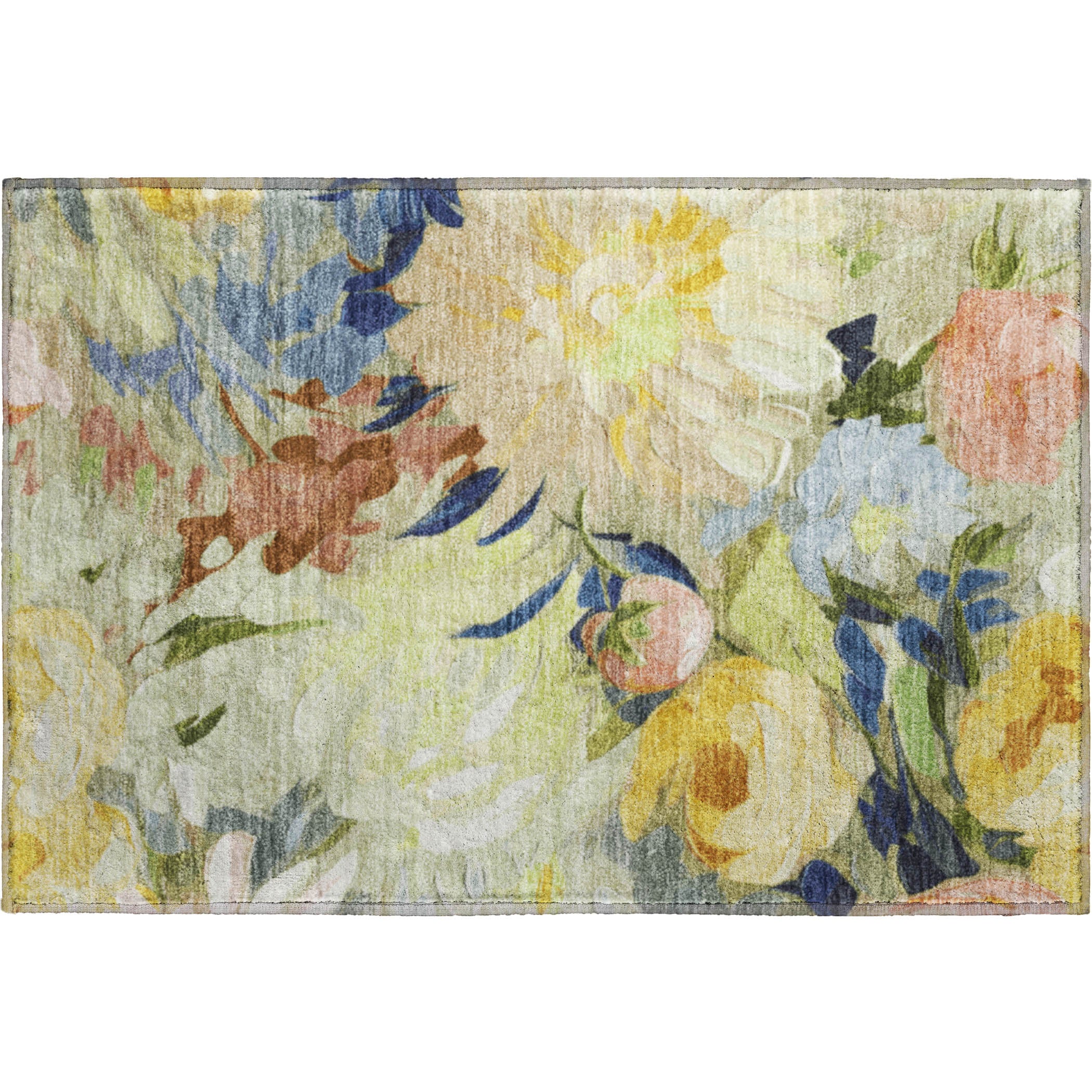 Kotor Machine Washable Transitional Aloe Green Rug 1'8" x 2'6" #shape_Rectangle