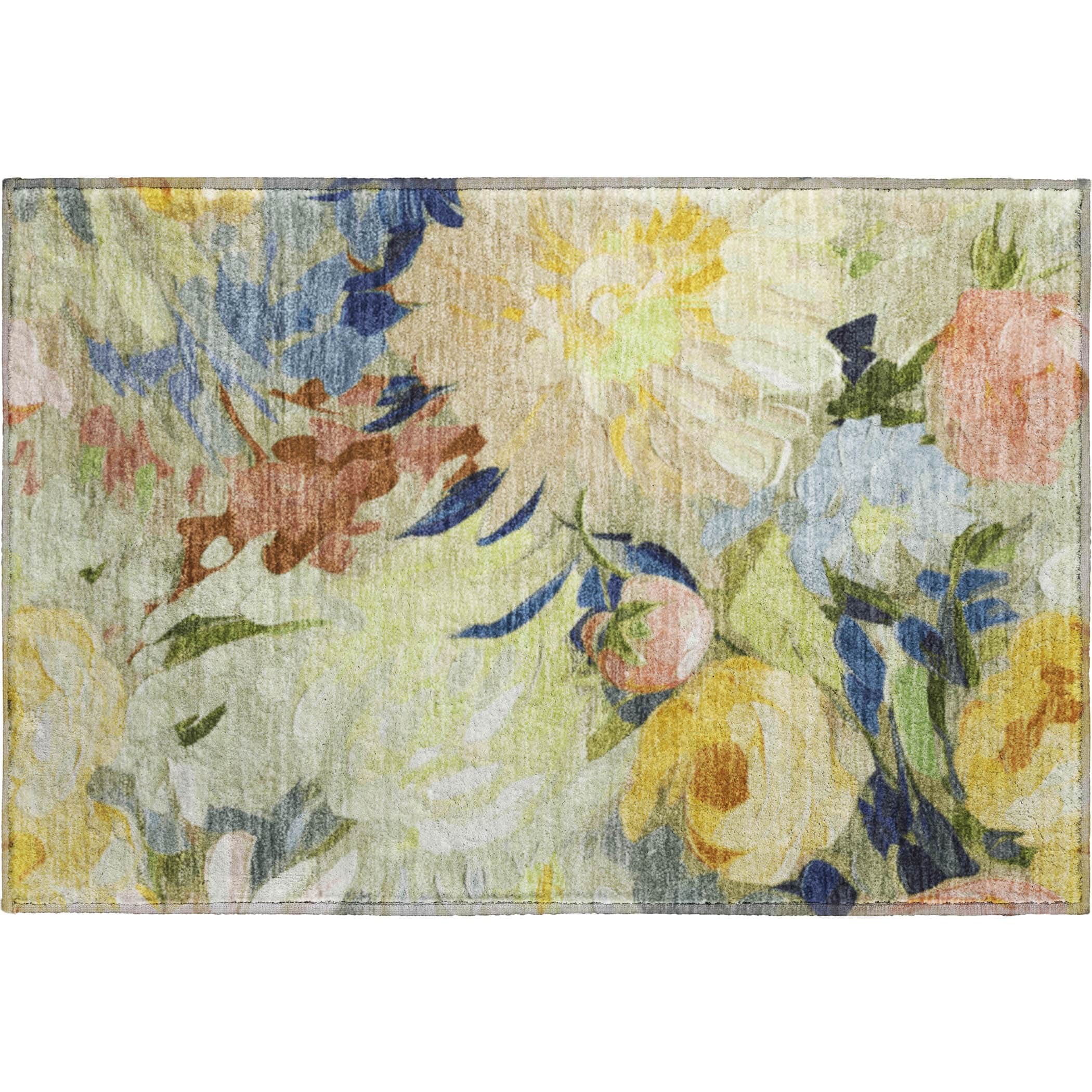 Kotor Machine Washable Transitional Aloe Green Rug 1'8" x 2'6" #shape_Rectangle
