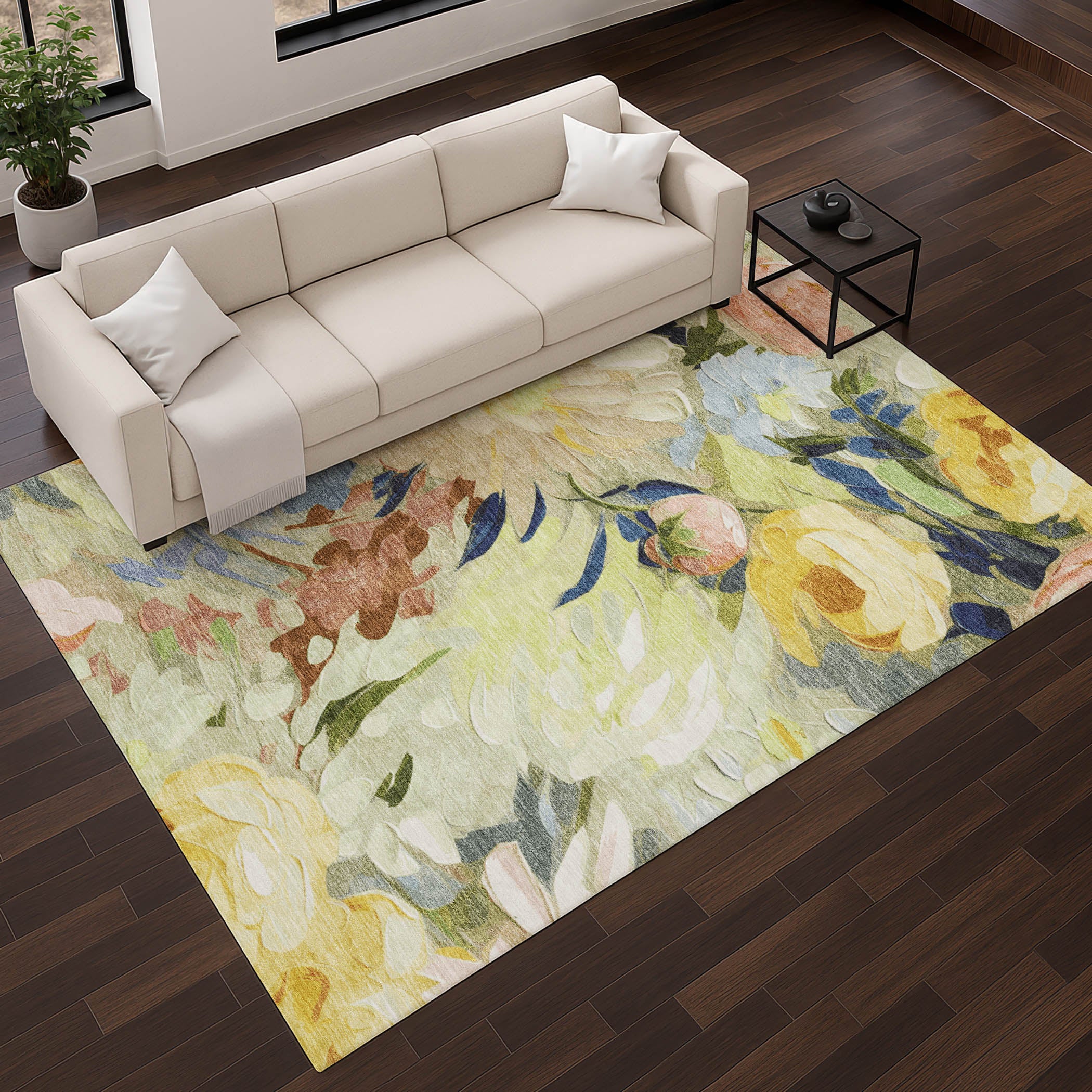 Kotor Machine Washable Transitional Aloe Green Rug 2'6" x 3'10" #shape_Rectangle