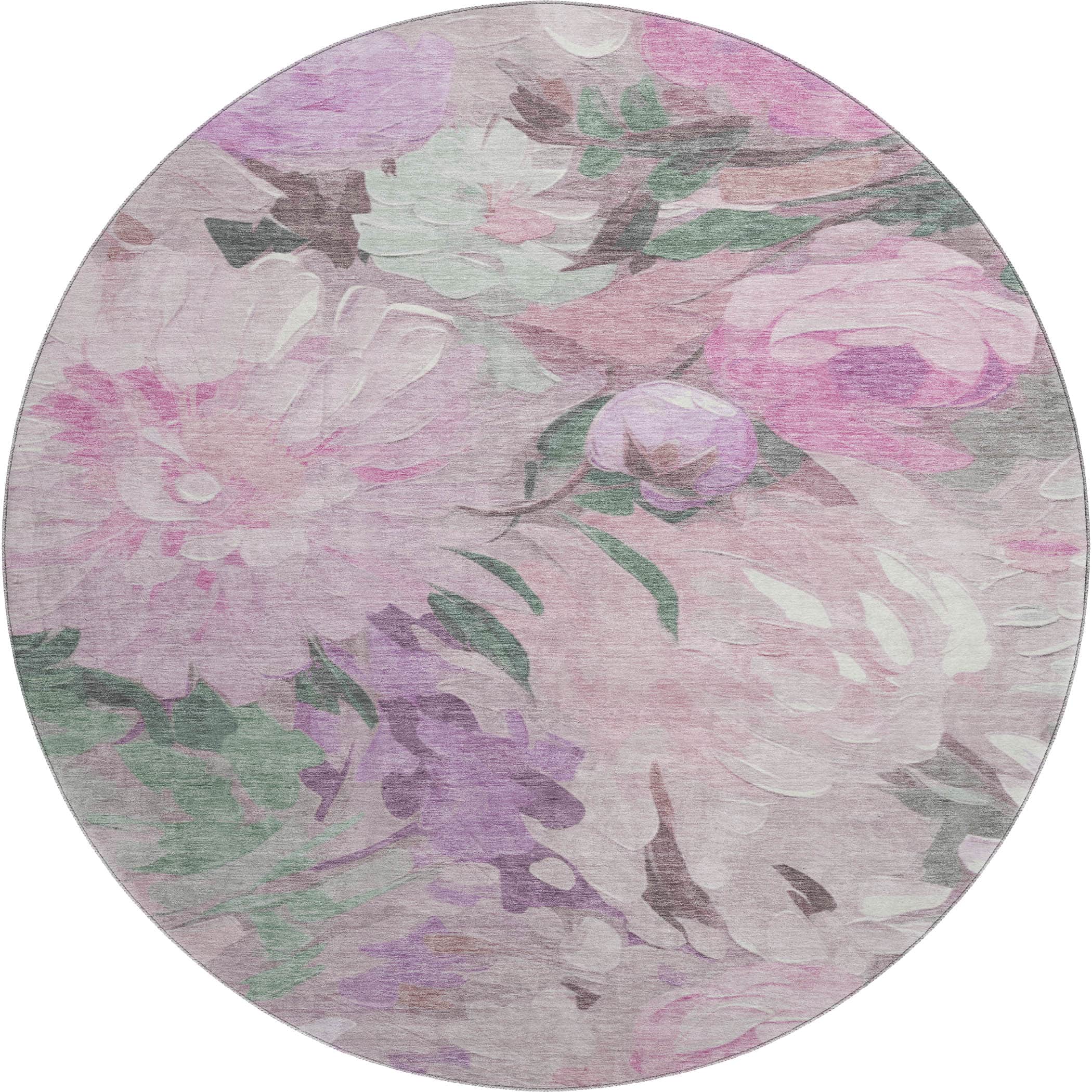 Kotor Machine Washable Transitional Blush Pink Rug 8' x 8' #shape_Round