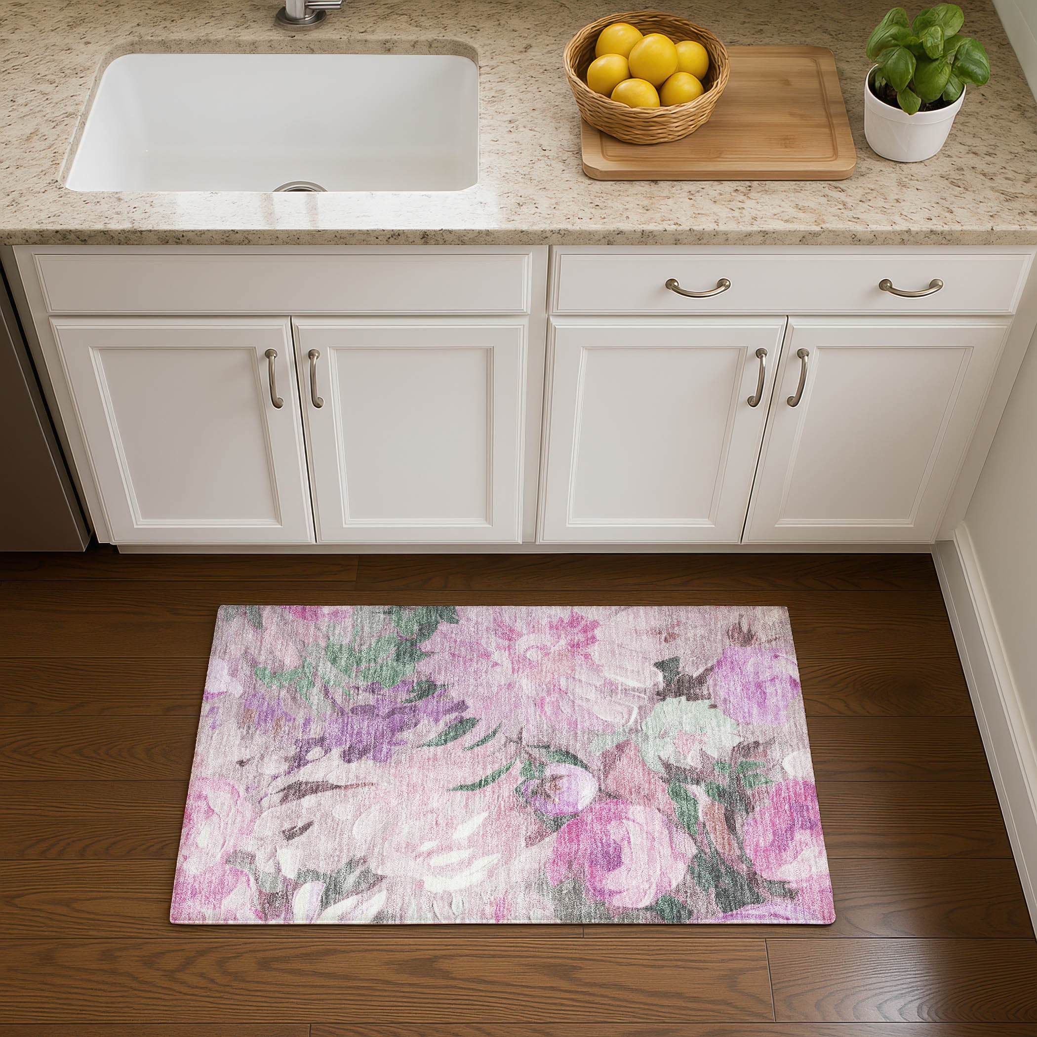 Kotor Machine Washable Transitional Blush Pink Rug 1'8" x 2'6" #shape_Rectangle