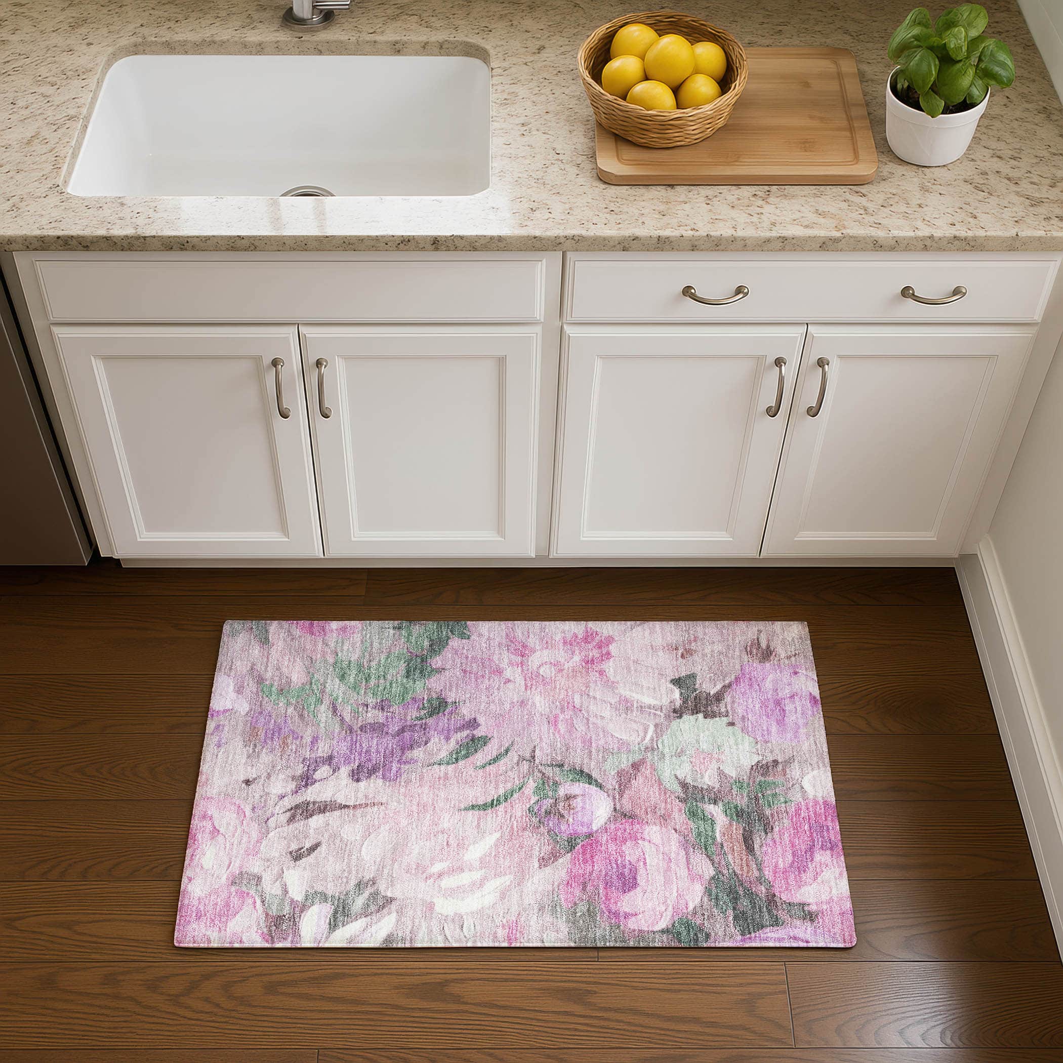 Kotor Machine Washable Transitional Blush Pink Rug 1'8" x 2'6" #shape_Rectangle