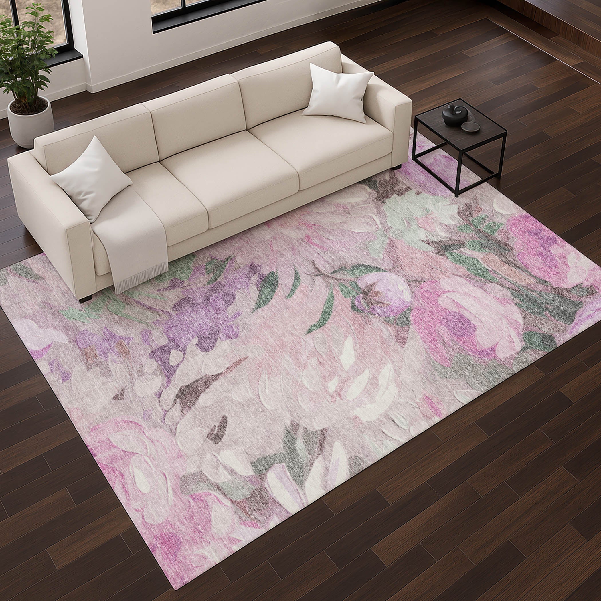 Kotor Machine Washable Transitional Blush Pink Rug 2'6" x 3'10" #shape_Rectangle