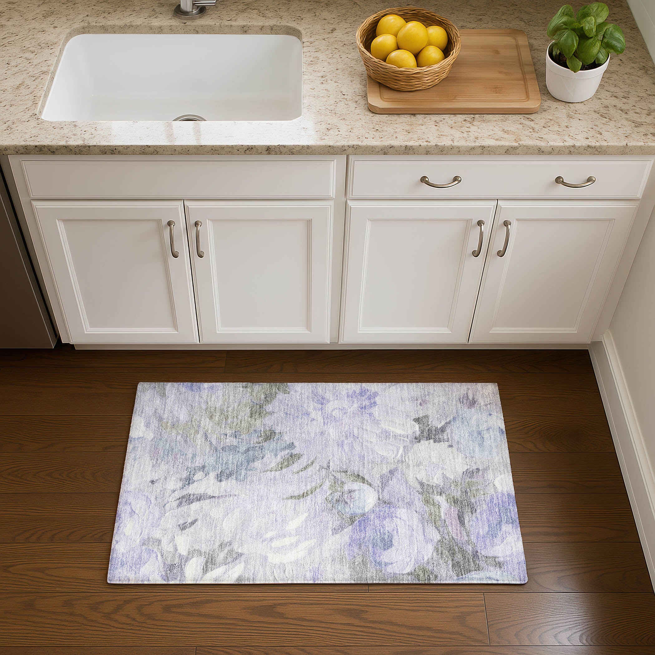 Kotor Machine Washable Transitional Lavender Purple Rug 1'8" x 2'6" #shape_Rectangle