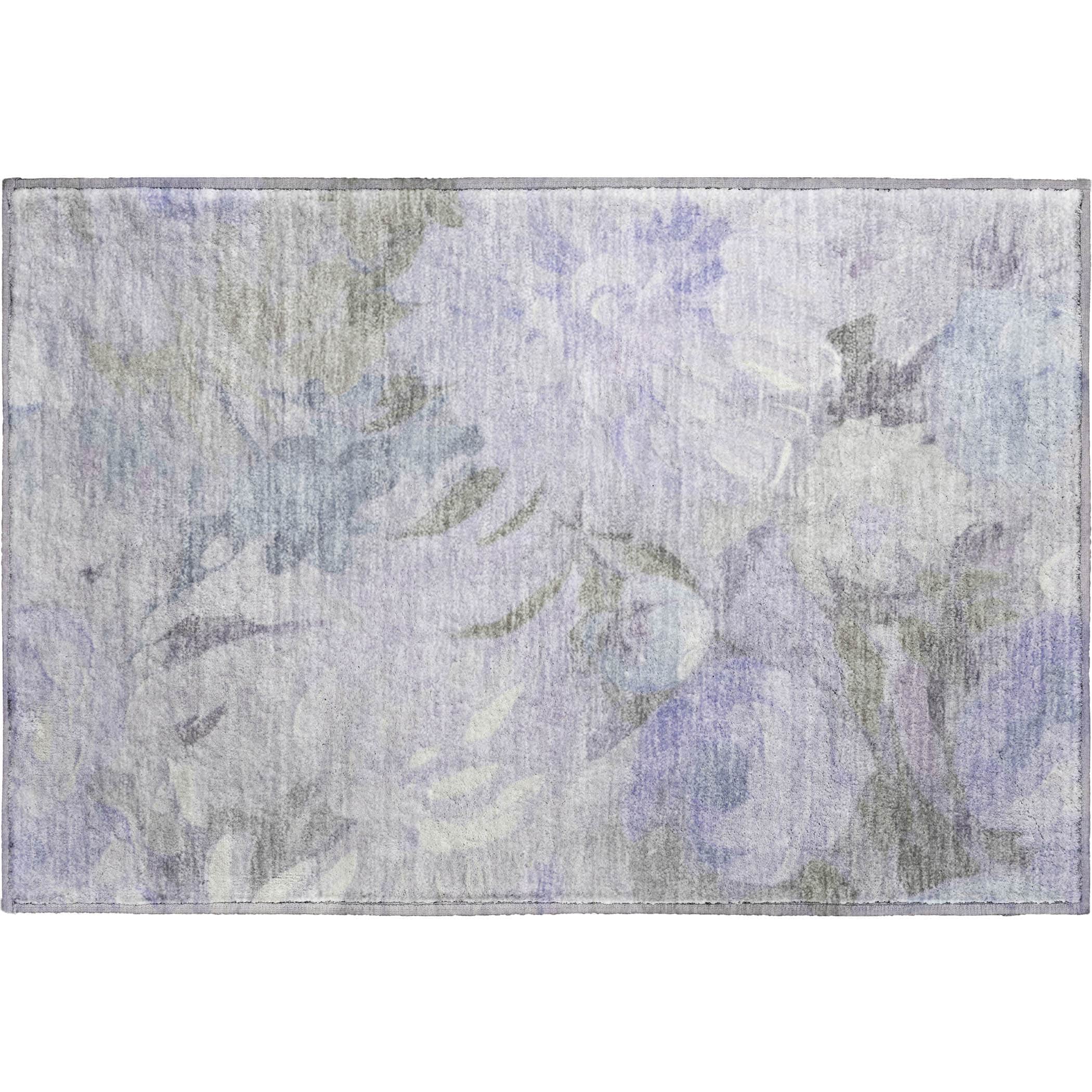 Kotor Machine Washable Transitional Lavender Purple Rug 1'8" x 2'6" #shape_Rectangle