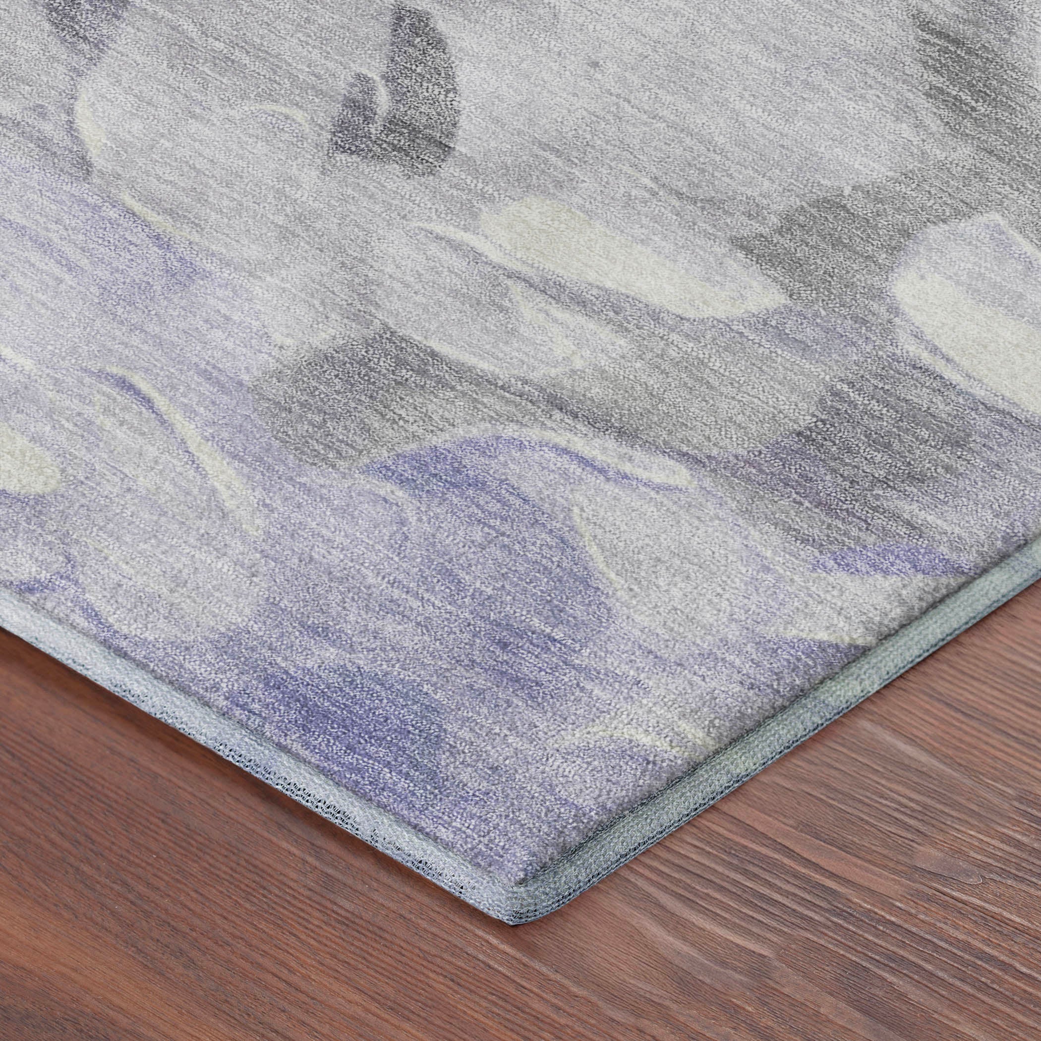 Kotor Machine Washable Transitional Lavender Purple Rug 1'8" x 2'6" #shape_Rectangle