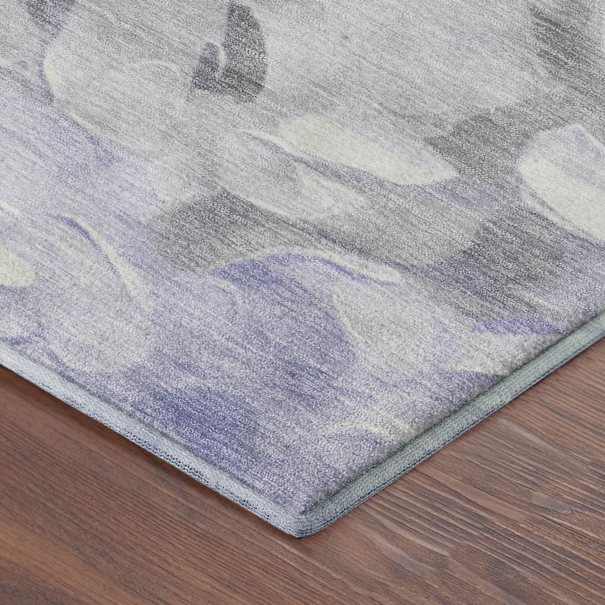 Kotor Machine Washable Transitional Lavender Purple Rug 1'8" x 2'6" #shape_Rectangle