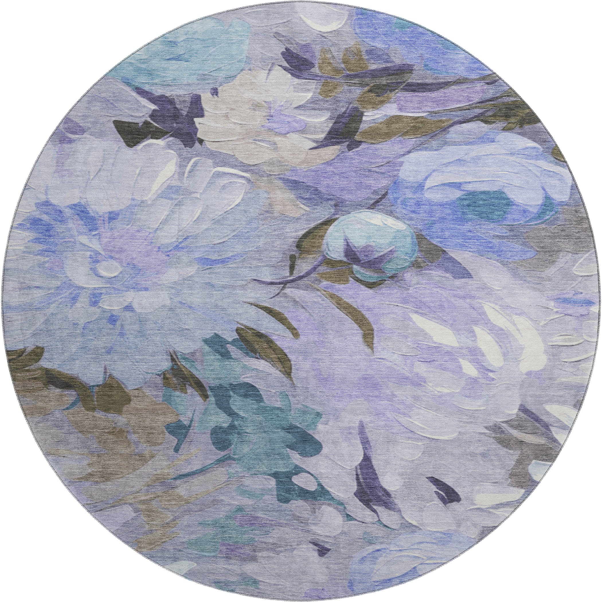 Kotor Machine Washable Transitional Purple Rug 8' x 8' #shape_Round