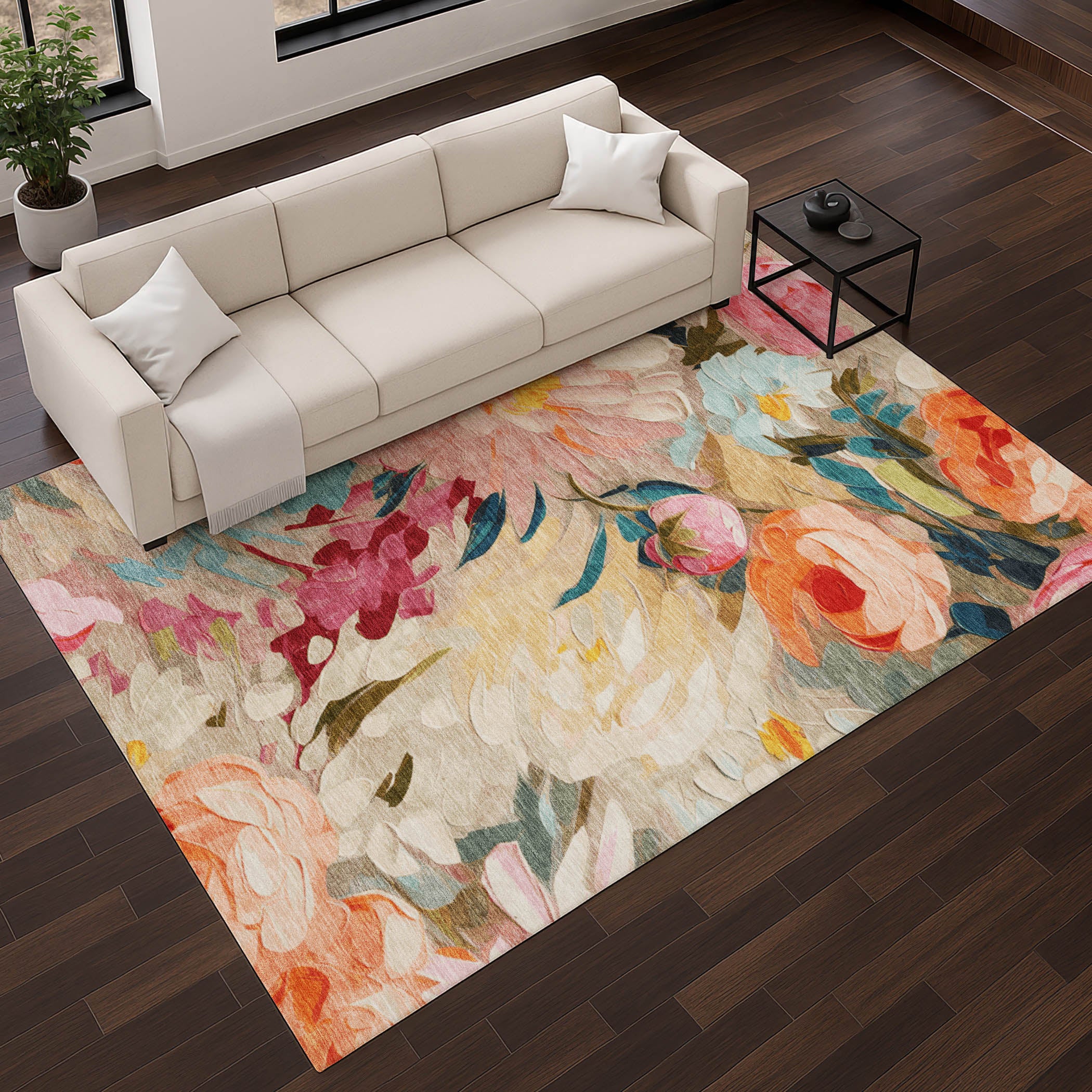 Kotor Machine Washable Transitional Putty Ivory Rug 2'6" x 3'10" #shape_Rectangle