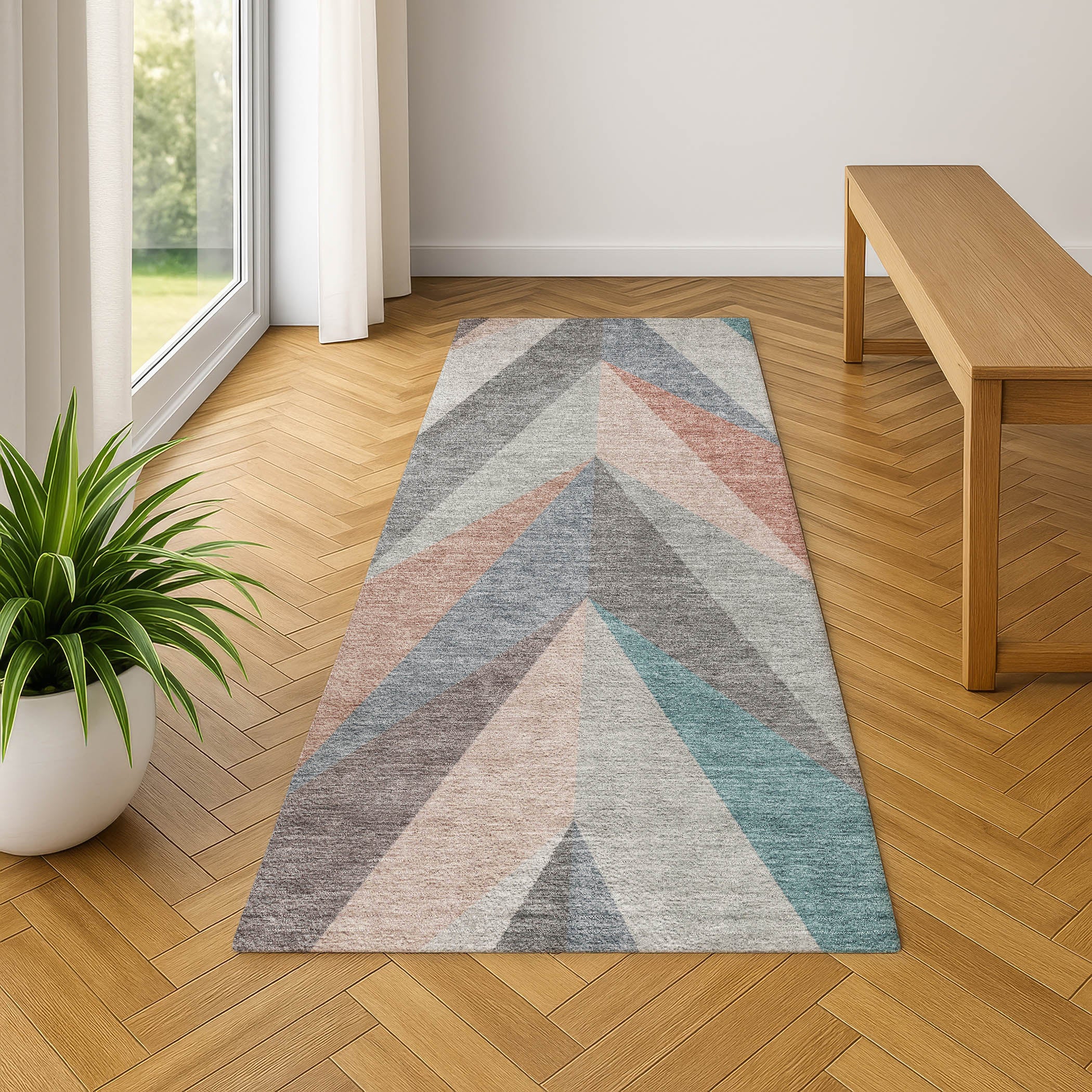 Tallinn Machine Washable Transitional Copper Orange Rug 2'3" x 7'6" #shape_Runner