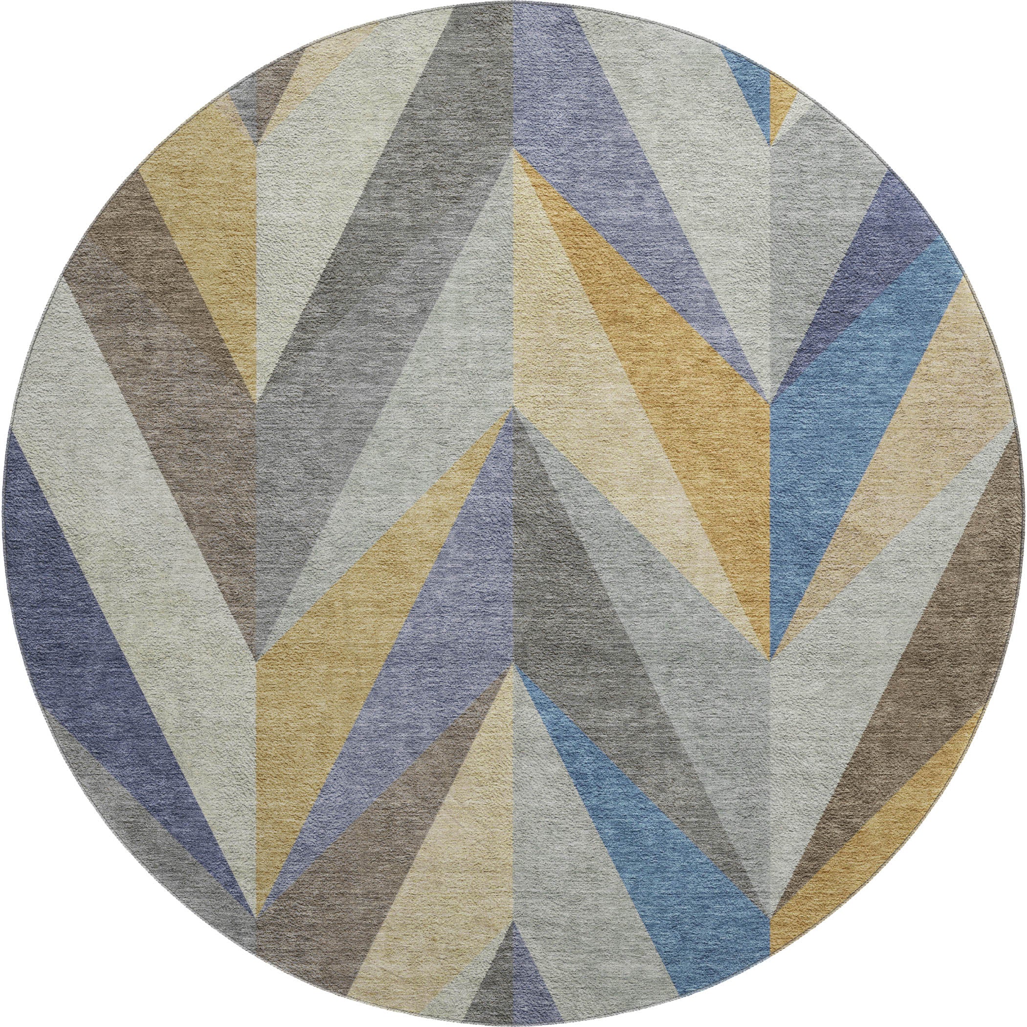 Tallinn Machine Washable Transitional Gold Rug 8' x 8' #shape_Round