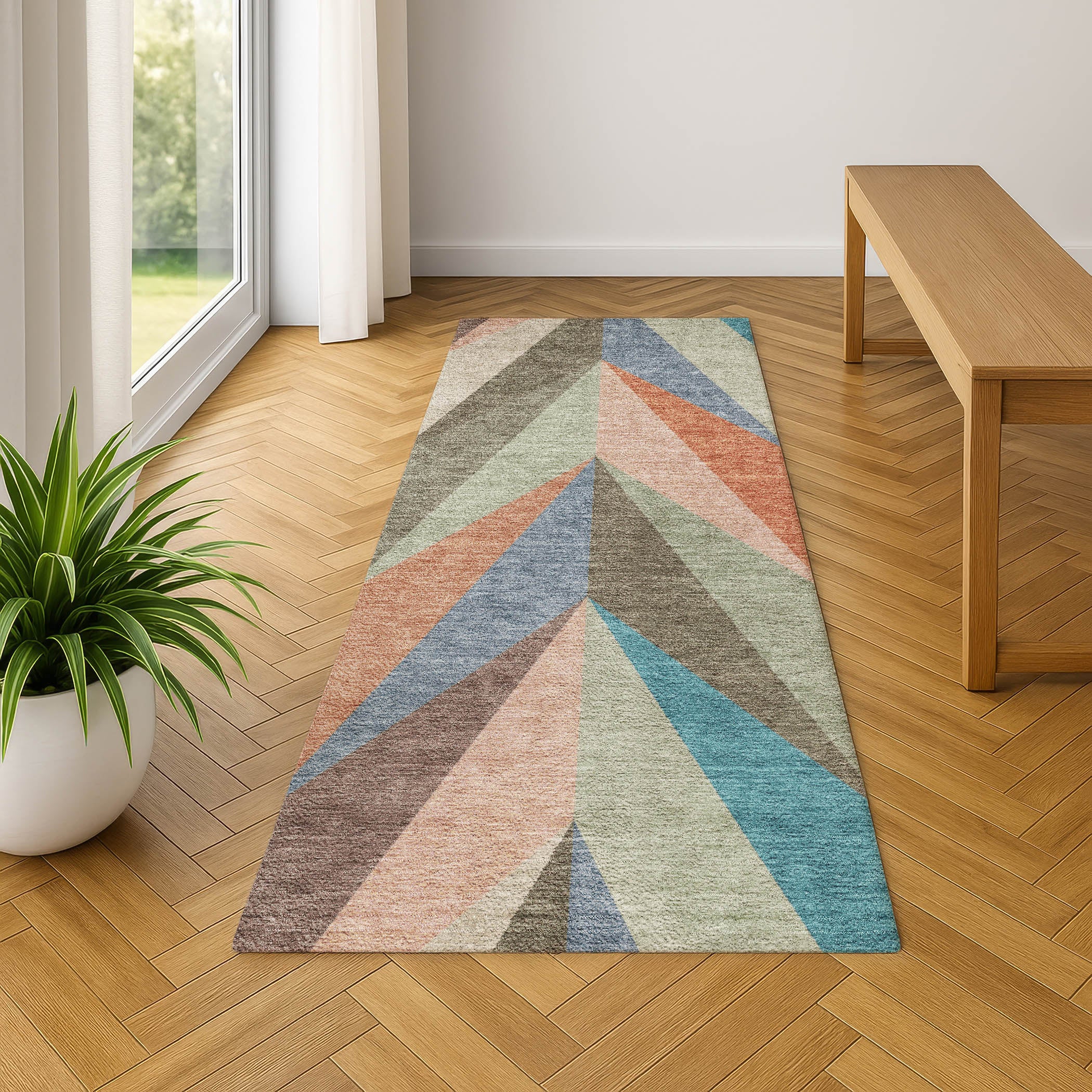 Tallinn Machine Washable Transitional Sage Green Rug 2'3" x 7'6" #shape_Runner