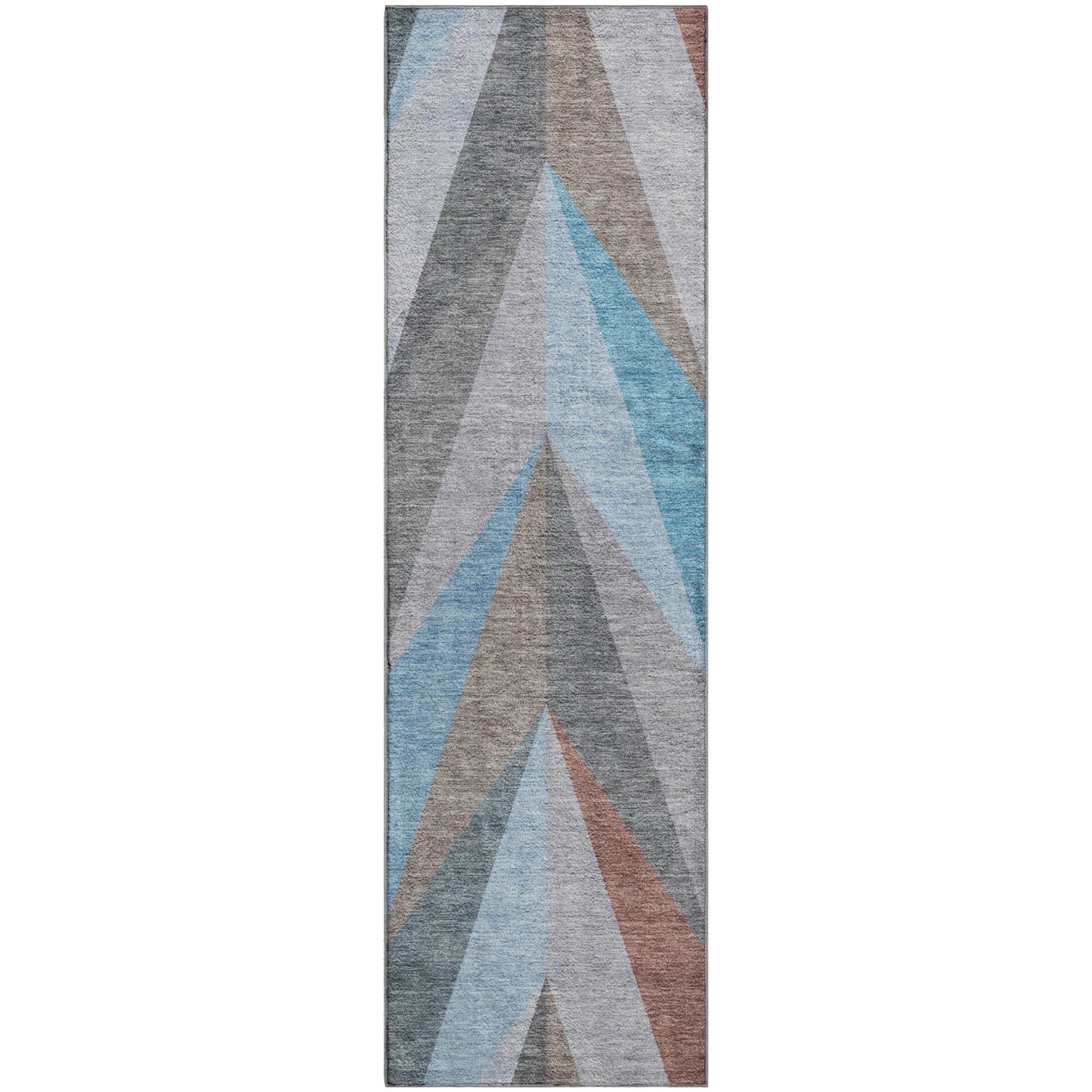 Tallinn Machine Washable Transitional Teal Rug 2'3" x 7'6" #shape_Runner