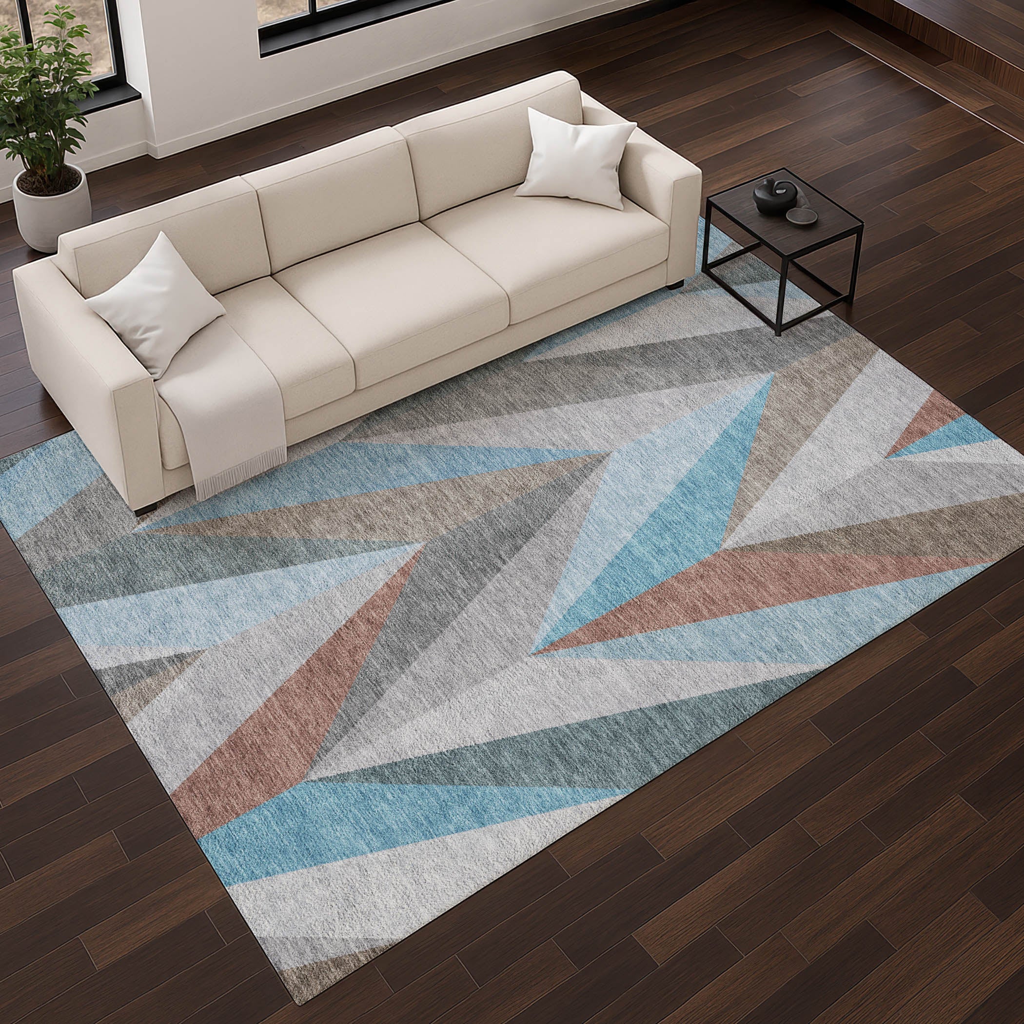 Tallinn Machine Washable Transitional Teal Rug 2'6" x 3'10" #shape_Rectangle