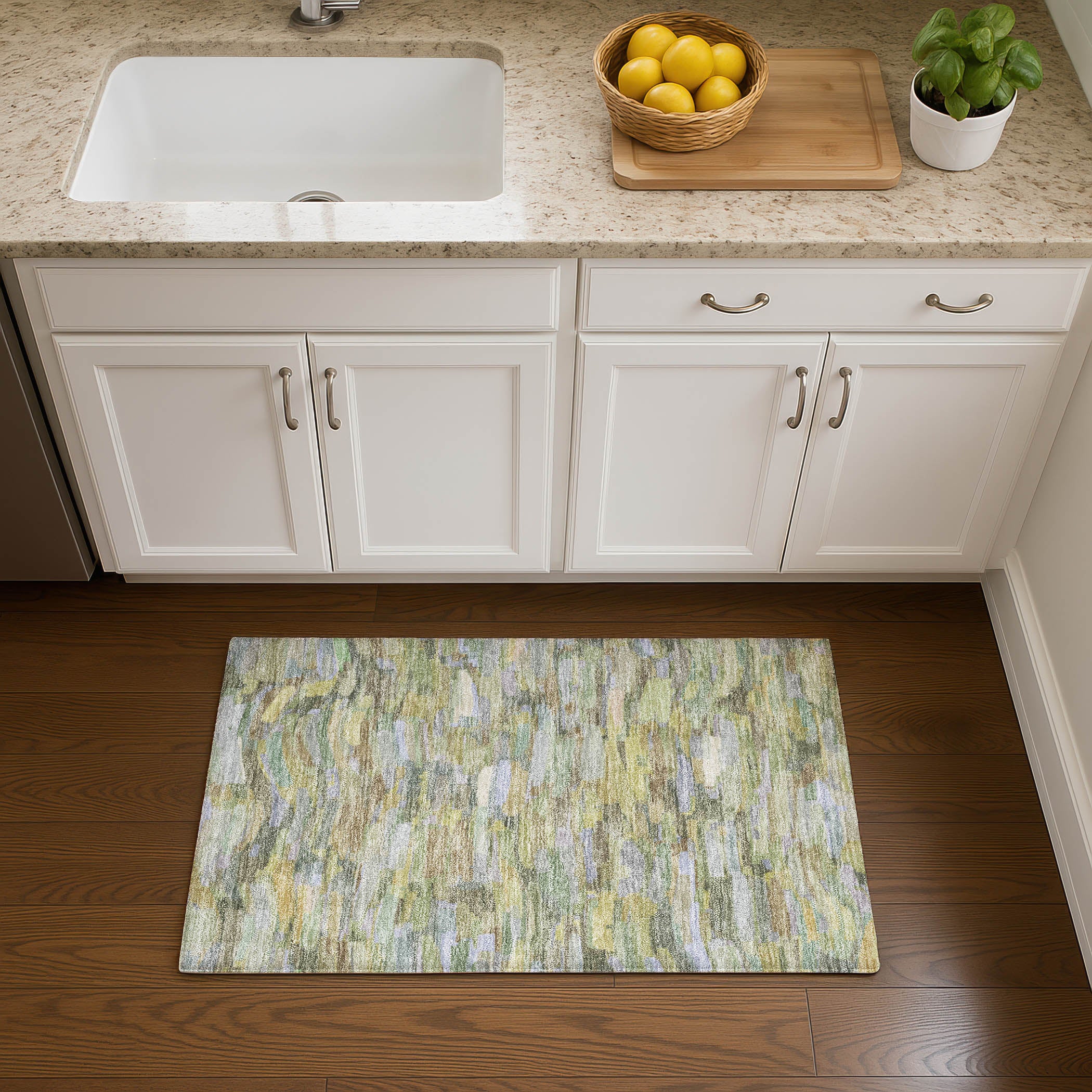 Kyoto Machine Washable Transitional Aloe Green Rug 1'8" x 2'6" #shape_Rectangle