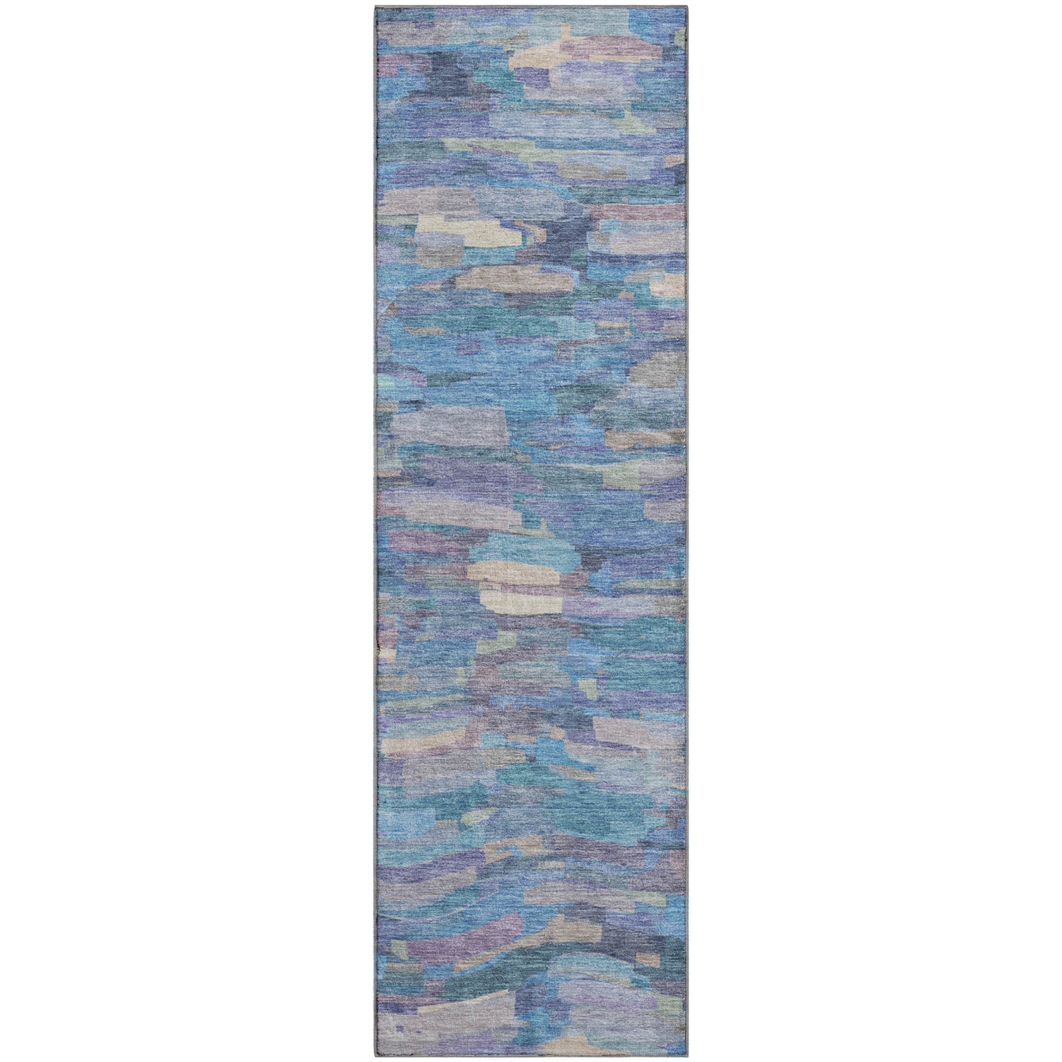 Kyoto Machine Washable Transitional Denim Blue Rug 2'3" x 7'6" #shape_Runner