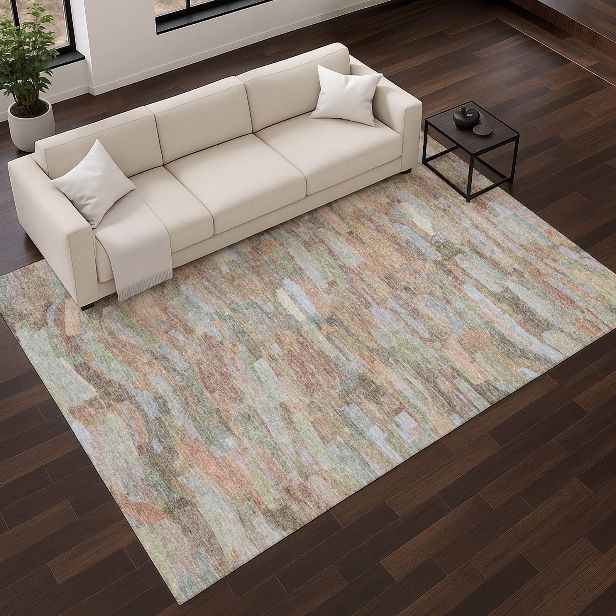 Kyoto Machine Washable Transitional Taupe Brown Rug 2'6" x 3'10" #shape_Rectangle