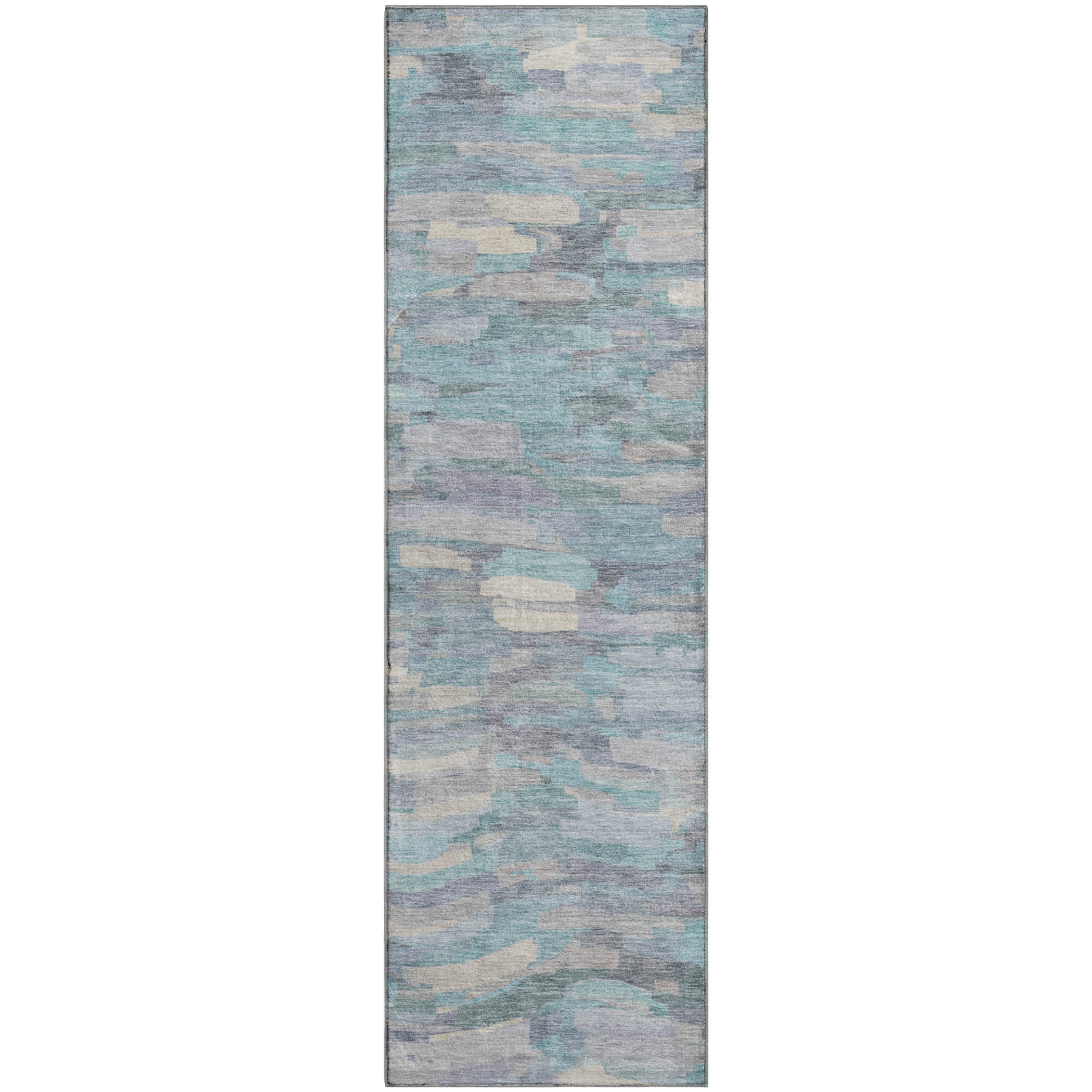 Kyoto Machine Washable Transitional Teal Rug 2'3" x 7'6" #shape_Runner