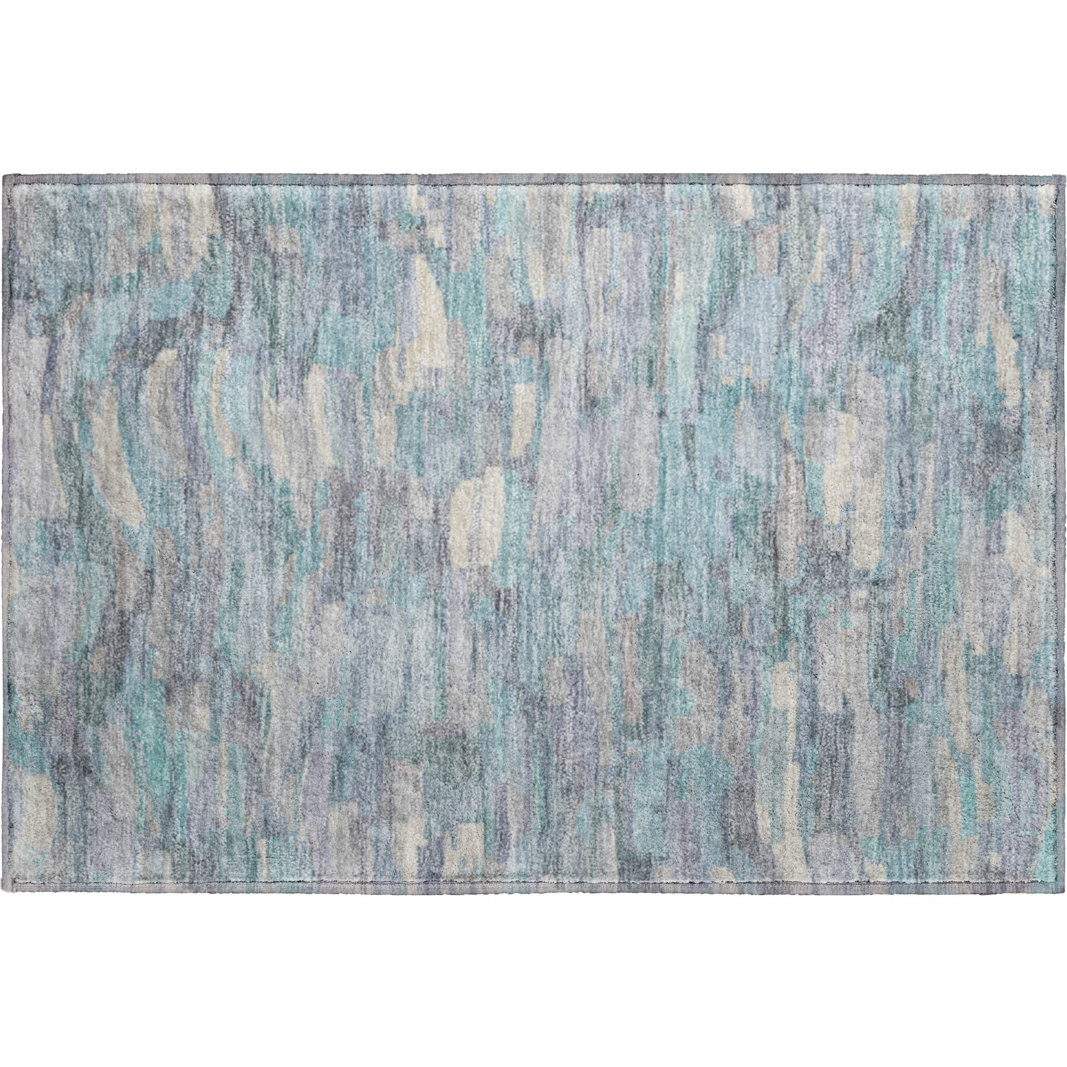Kyoto Machine Washable Transitional Teal Rug 1'8" x 2'6" #shape_Rectangle