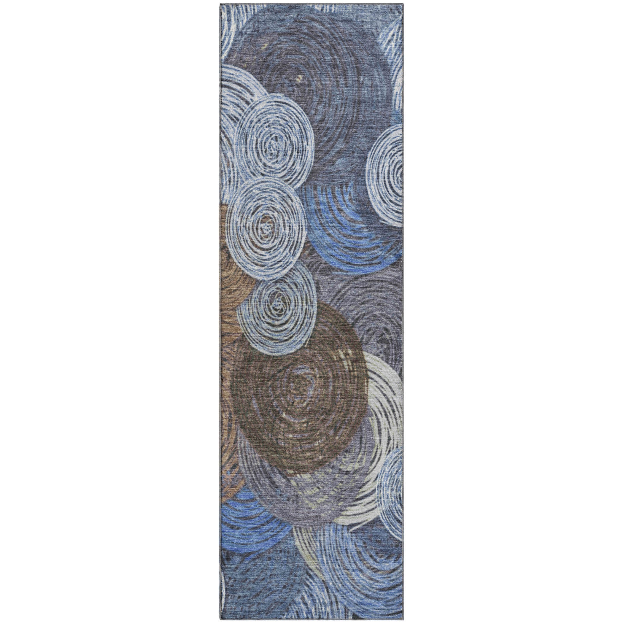 Sarajevo Machine Washable Transitional Blue Rug 2'3" x 7'6" #shape_Runner