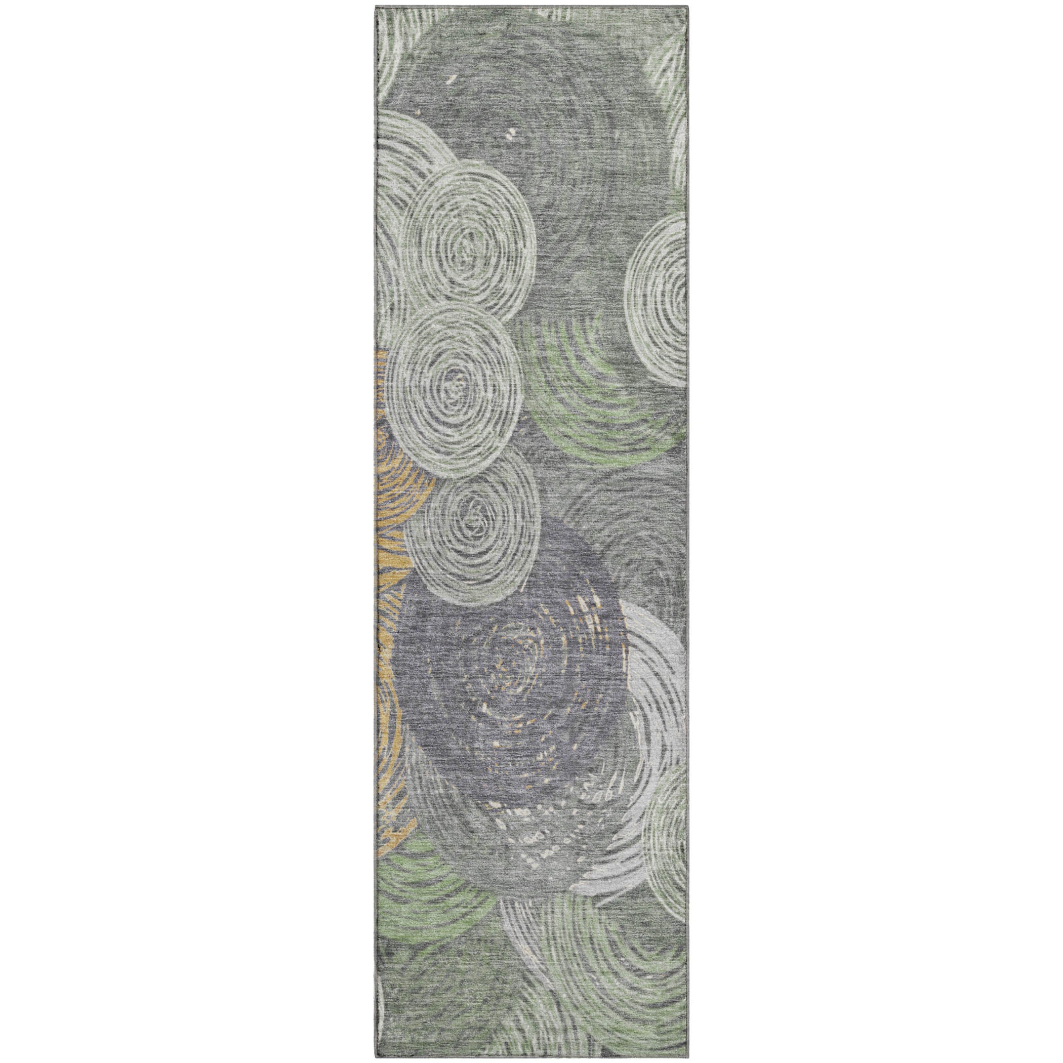 Sarajevo Machine Washable Transitional Green Rug 2'3" x 7'6" #shape_Runner