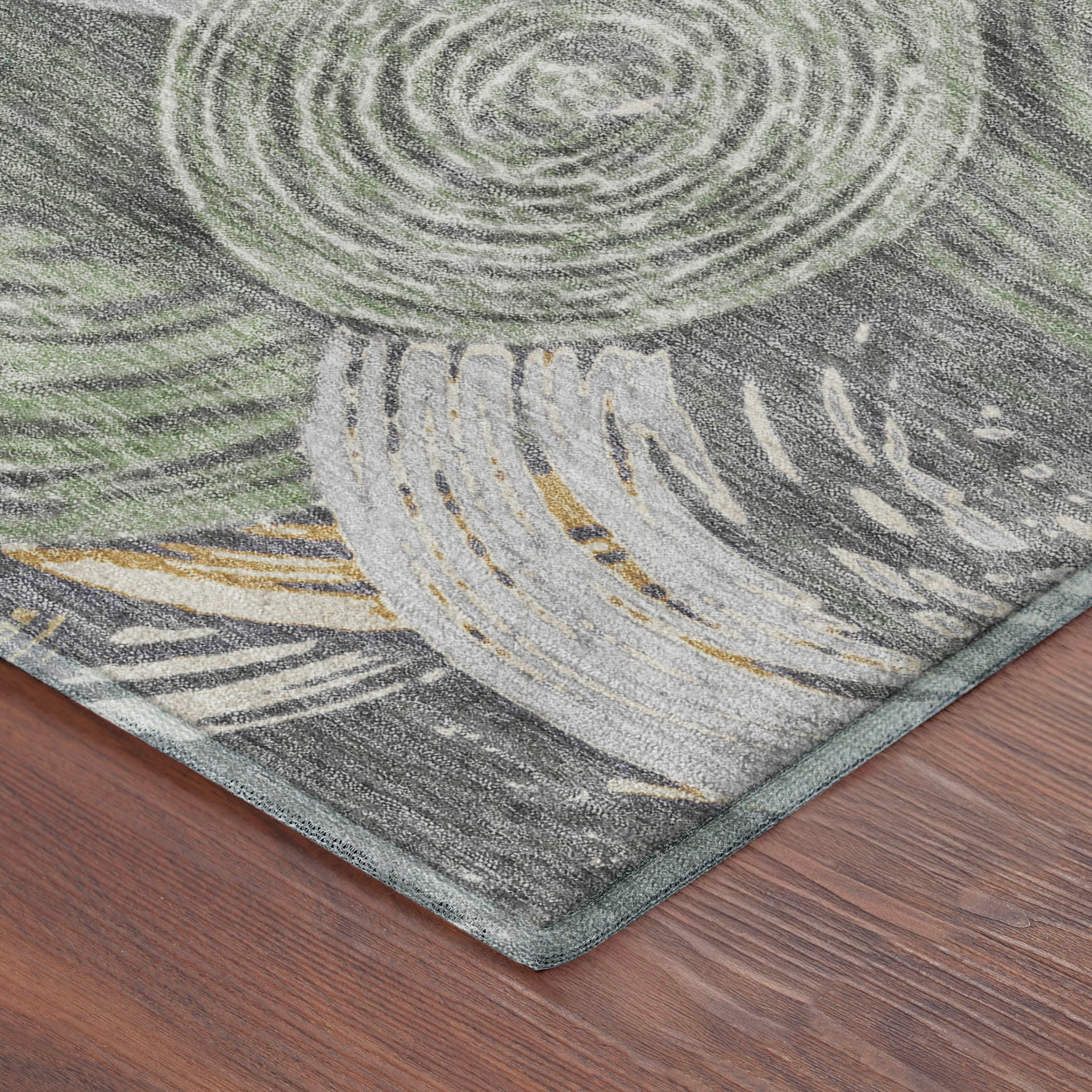 Sarajevo Machine Washable Transitional Green Rug 1'8" x 2'6" #shape_Rectangle