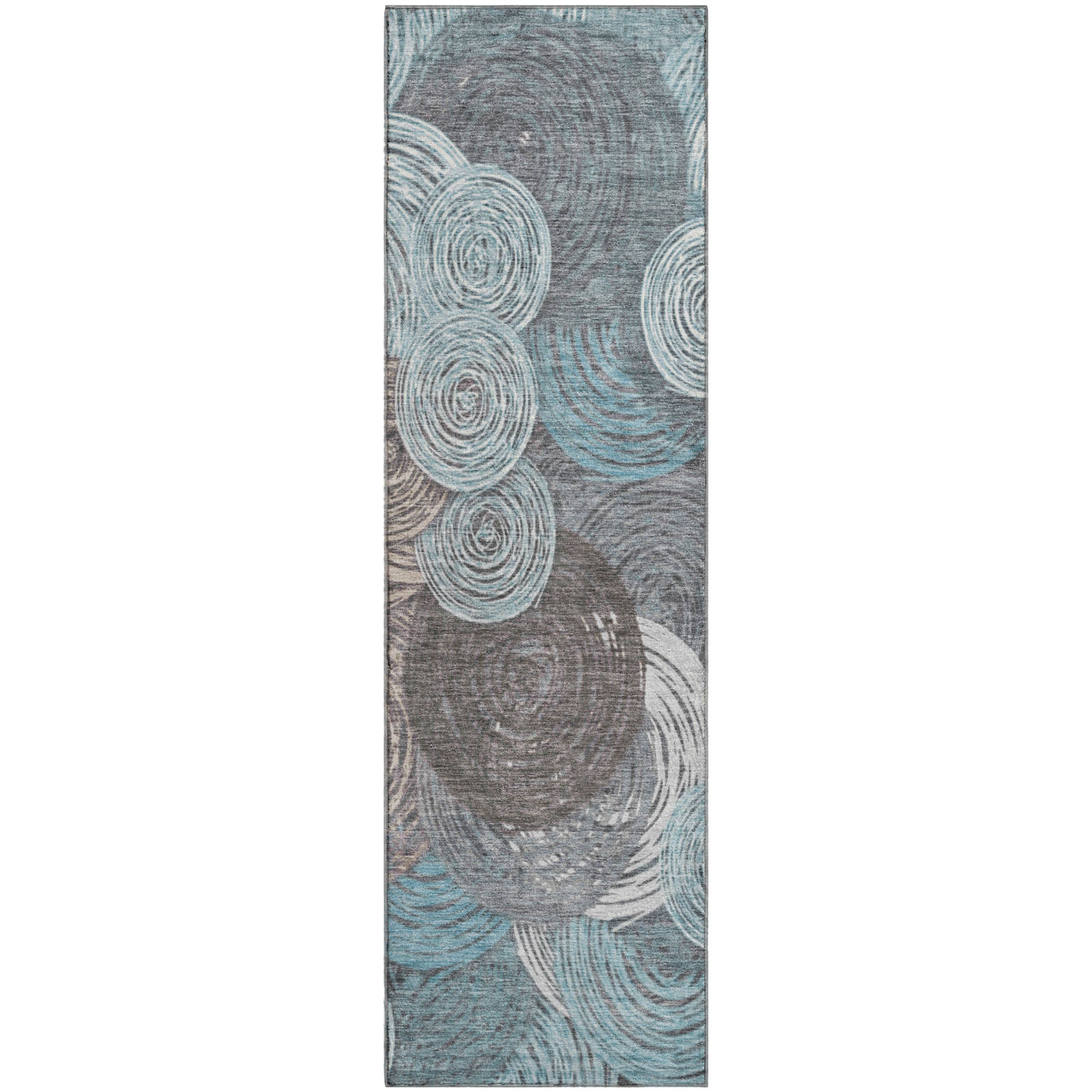 Sarajevo Machine Washable Transitional Teal Rug 2'3" x 7'6" #shape_Runner