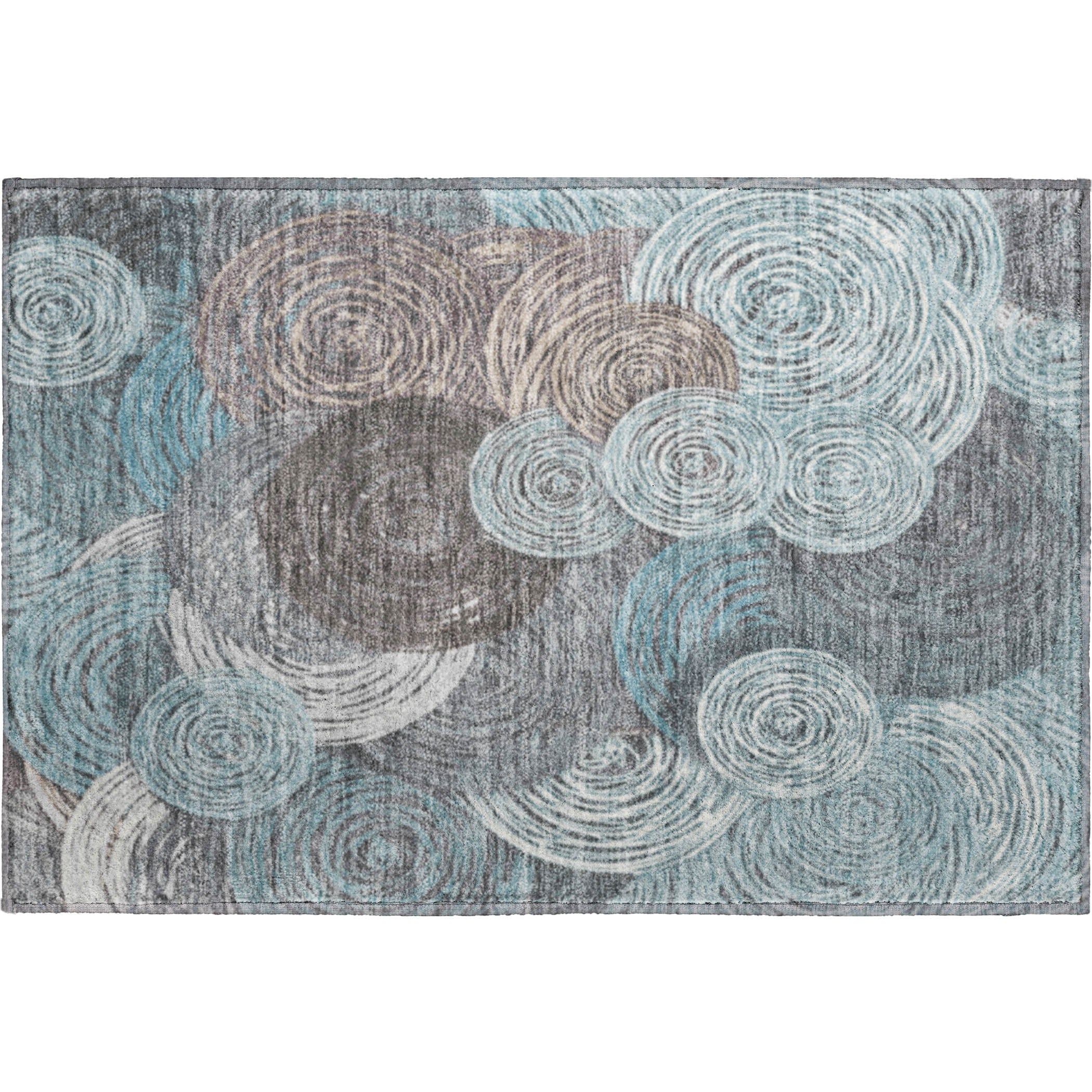 Sarajevo Machine Washable Transitional Teal Rug 1'8" x 2'6" #shape_Rectangle
