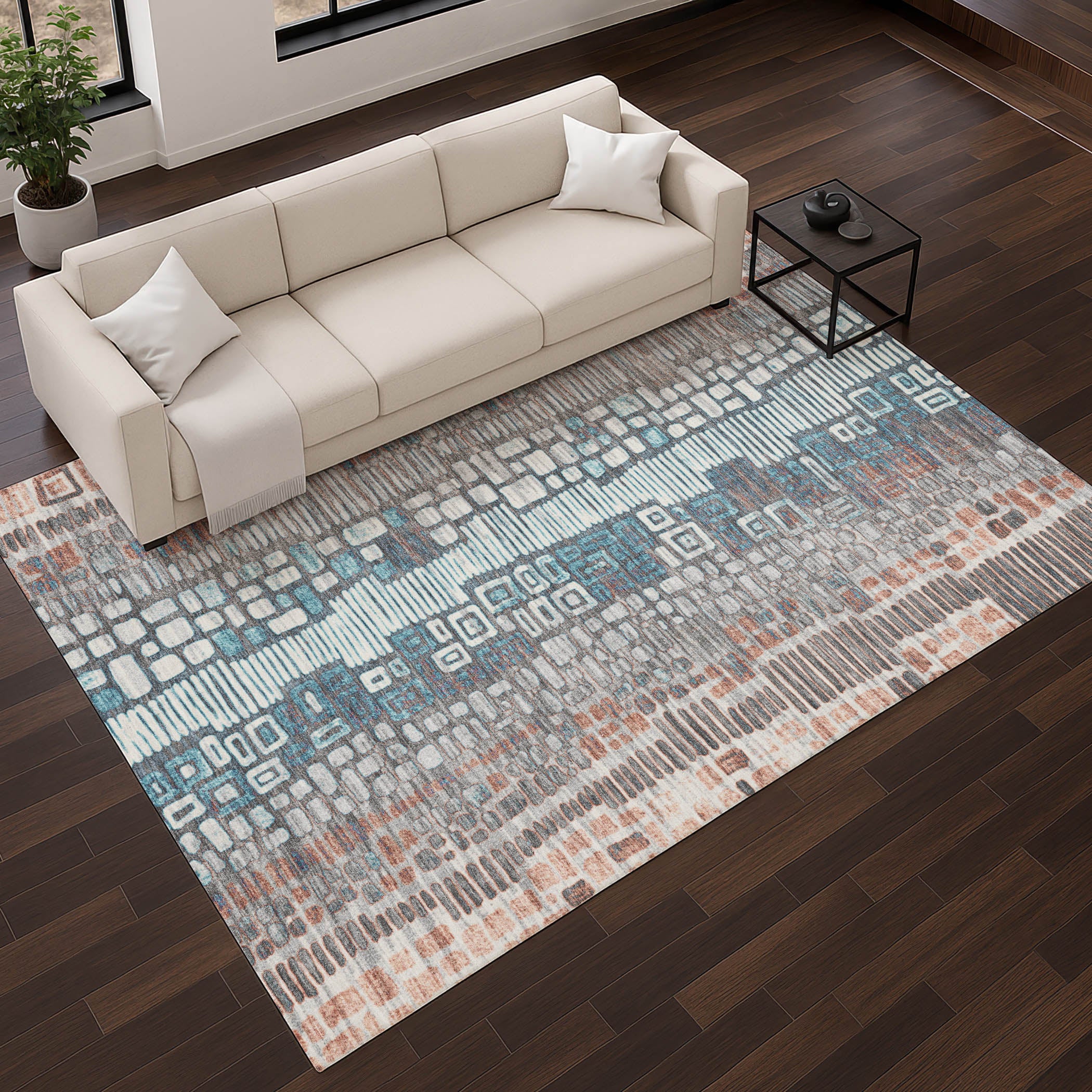 Cartagena Machine Washable Transitional Copper Orange Rug 2'6" x 3'10" #shape_Rectangle