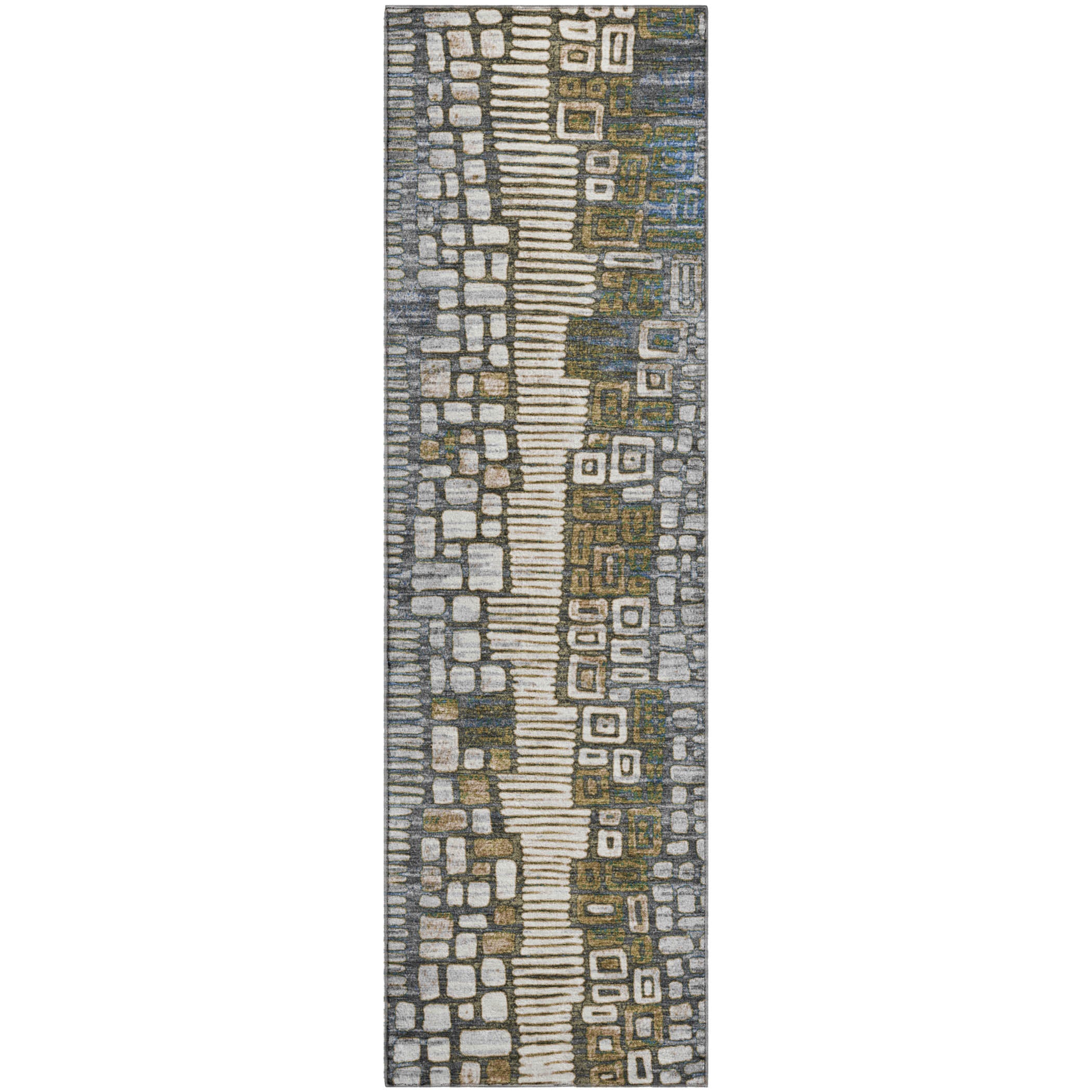 Cartagena Machine Washable Transitional Denim Blue Rug 2'3" x 7'6" #shape_Runner