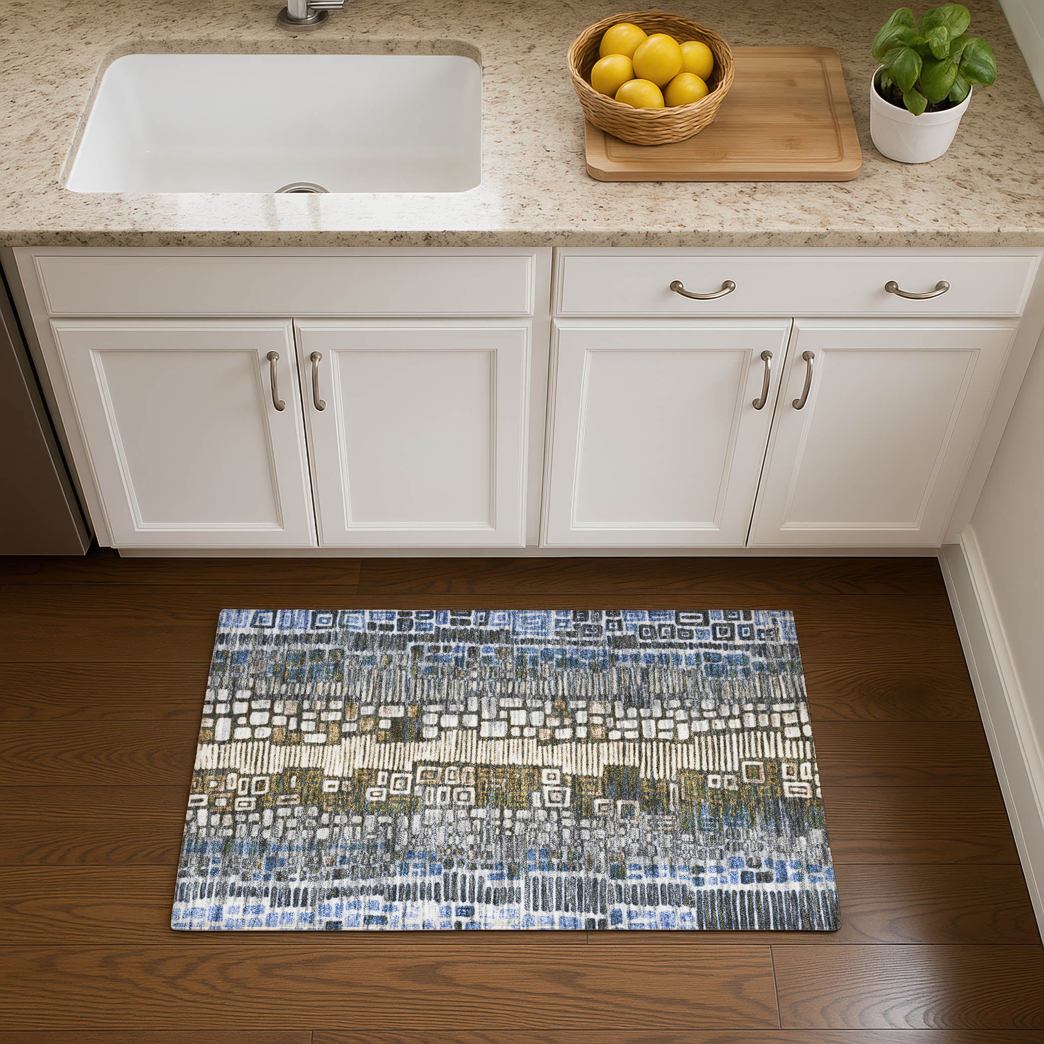 Cartagena Machine Washable Transitional Denim Blue Rug 1'8" x 2'6" #shape_Rectangle