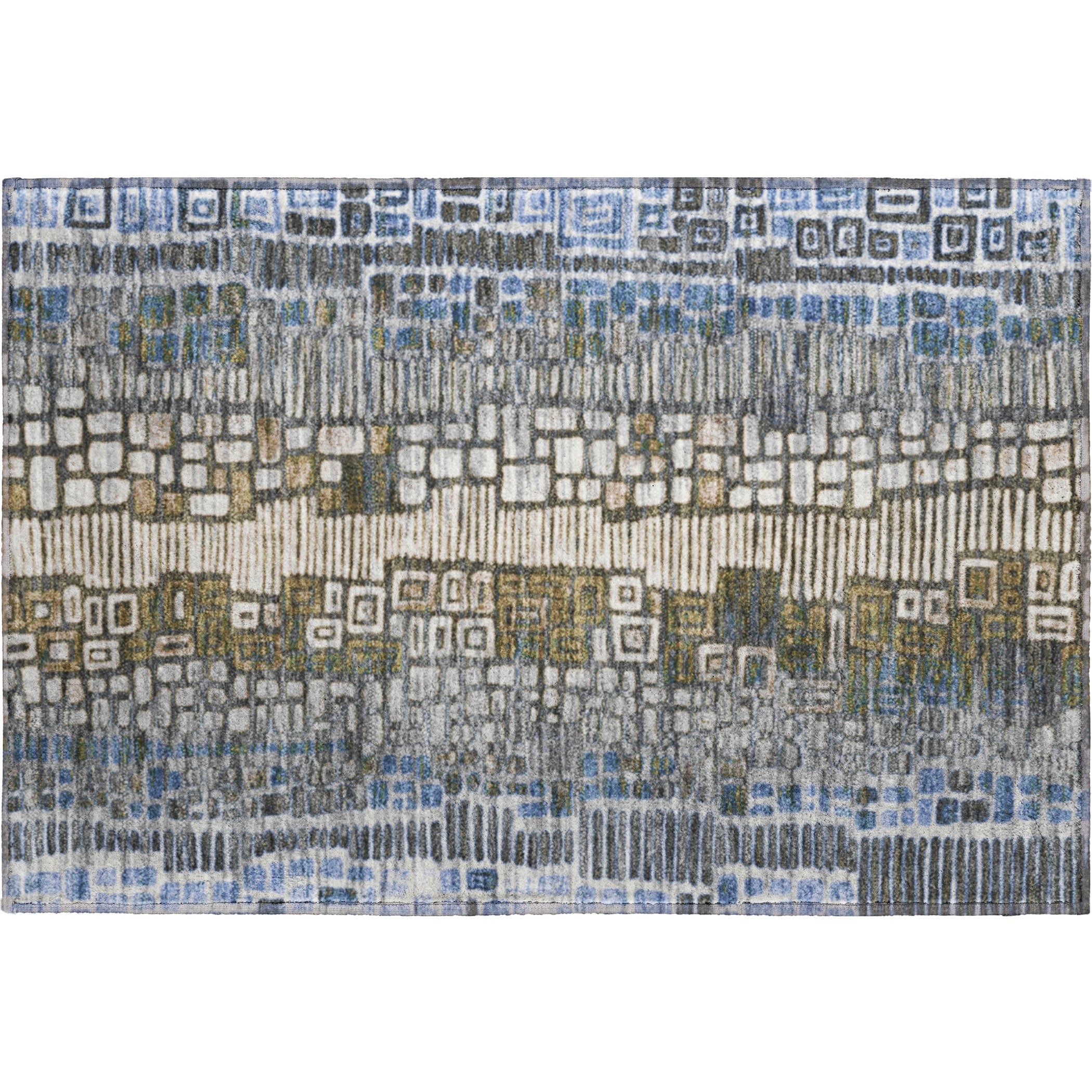 Cartagena Machine Washable Transitional Denim Blue Rug 1'8" x 2'6" #shape_Rectangle