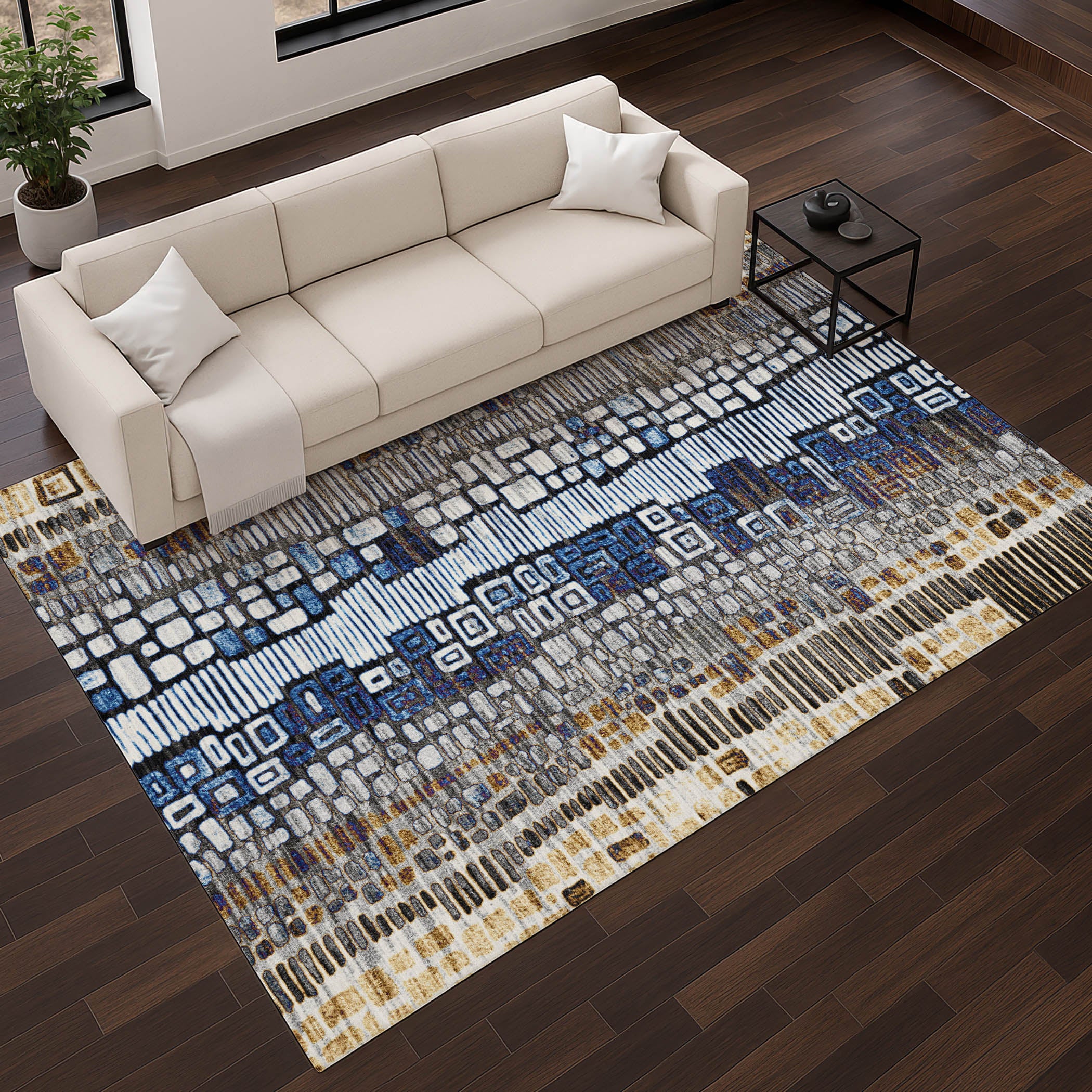 Cartagena Machine Washable Transitional Pewter Gray Rug 2'6" x 3'10" #shape_Rectangle