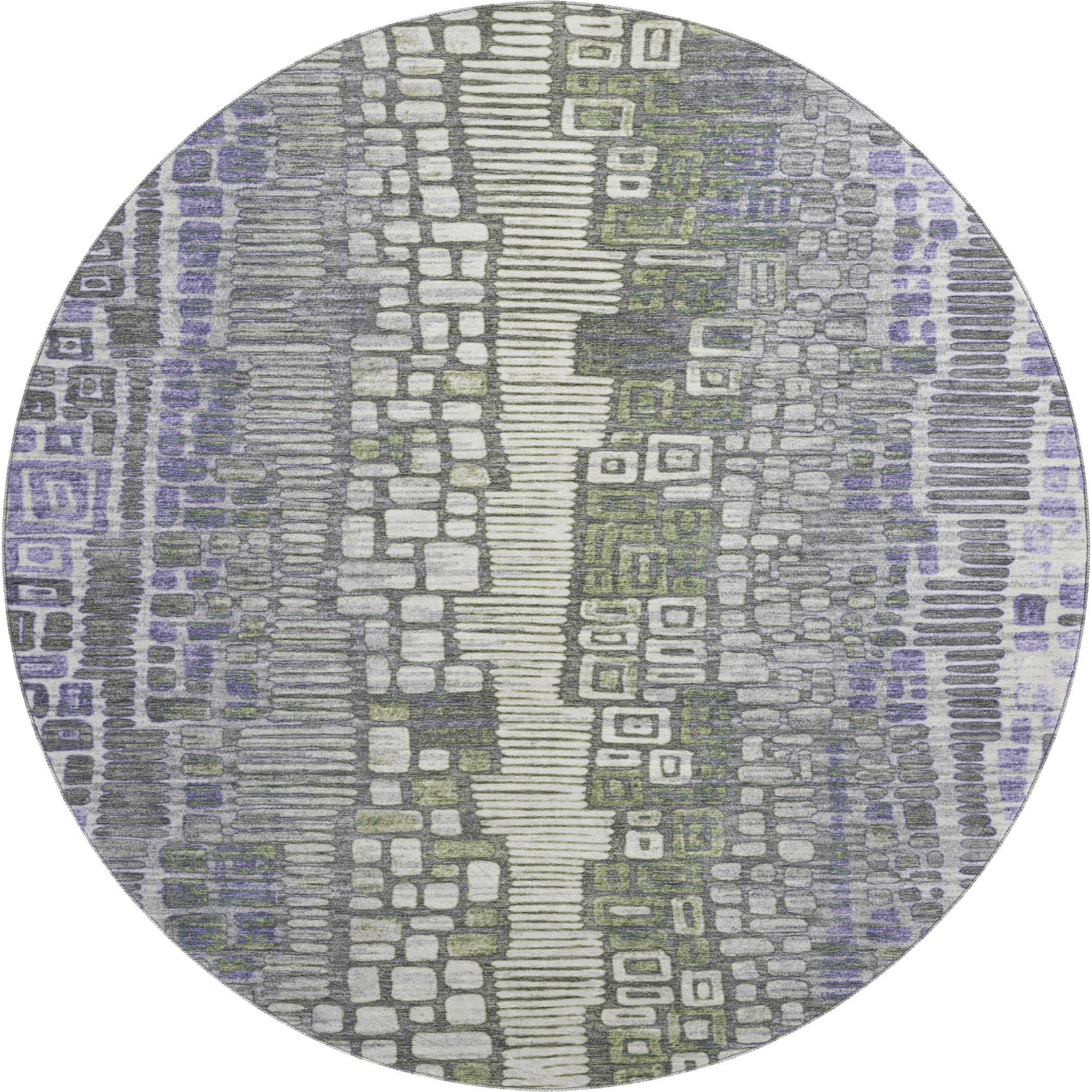 Cartagena Machine Washable Transitional Purple Rug 8' x 8' #shape_Round