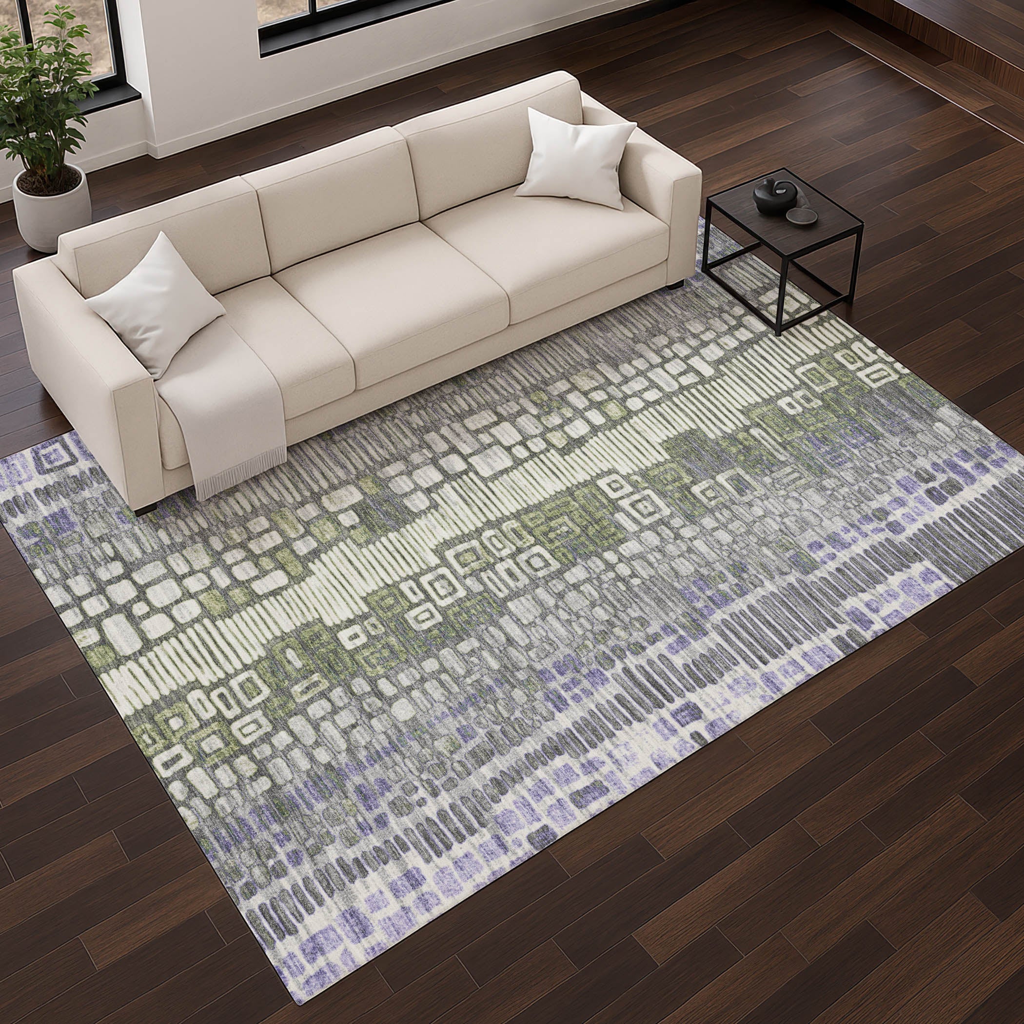 Cartagena Machine Washable Transitional Purple Rug 2'6" x 3'10" #shape_Rectangle